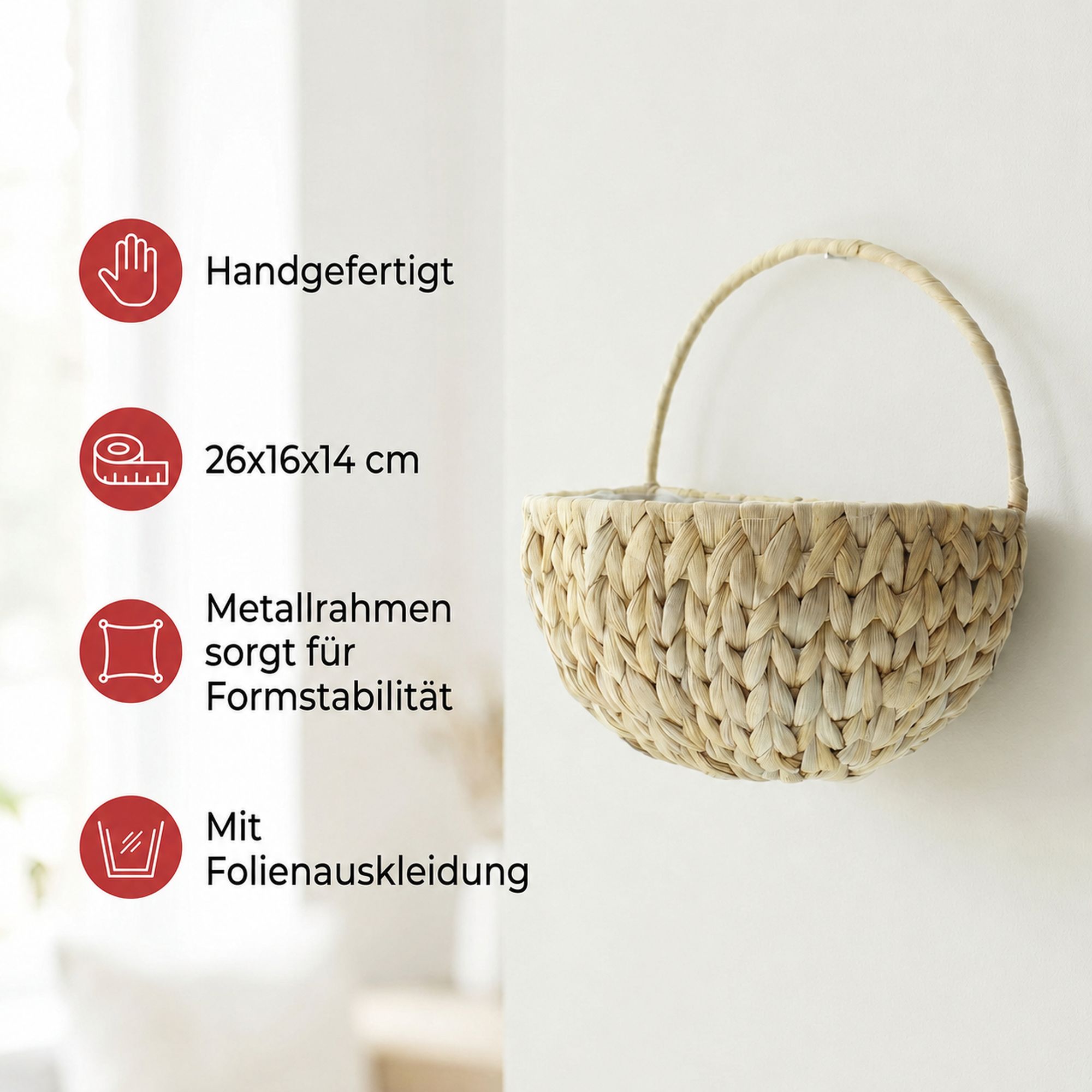 Wandpflanzer "Wasserhyazinthe"  im Frank Flechtwaren Online Shop für Pflanztöpfe kaufen