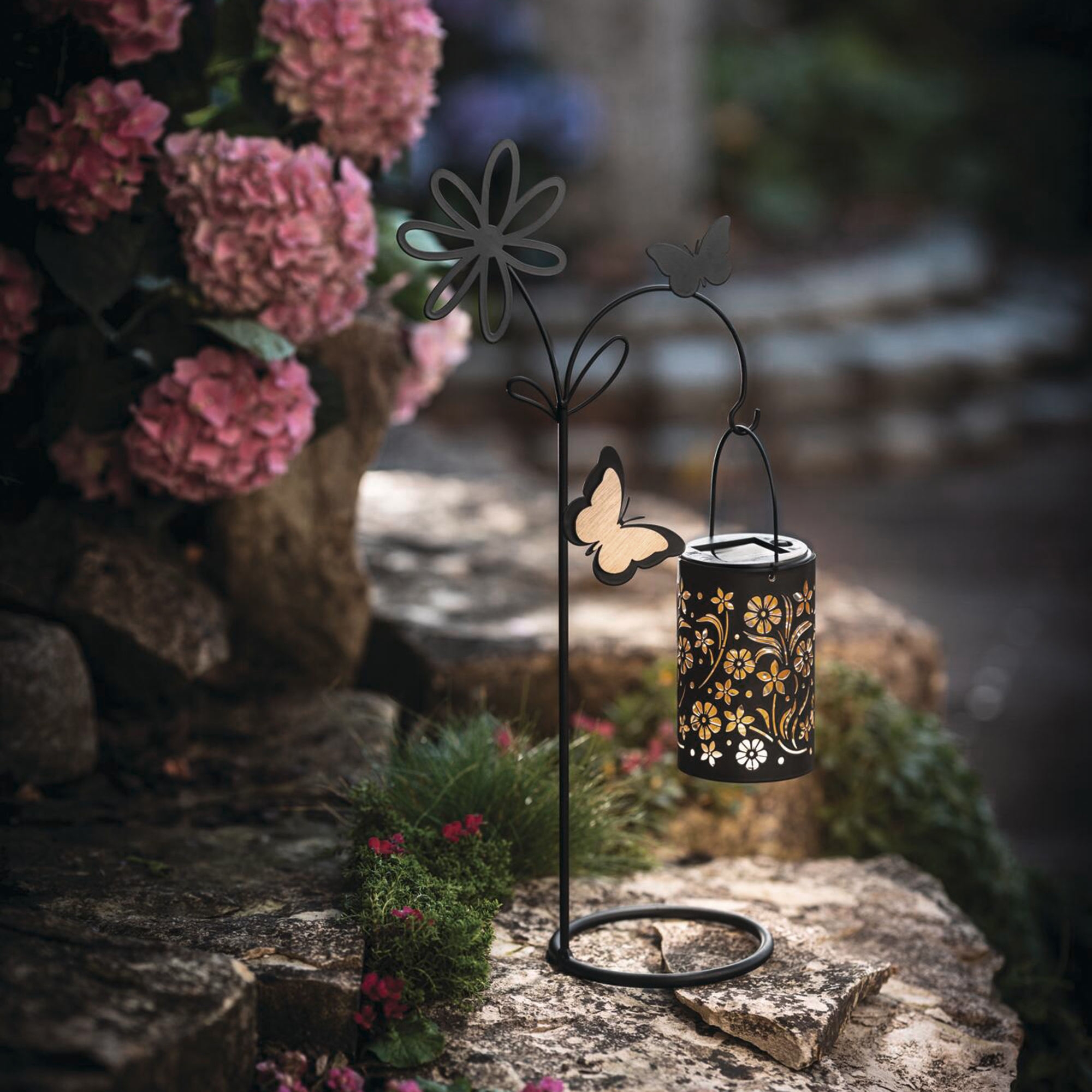 Solar-Deko "Blütenlaterne"  im Frank Flechtwaren Online Shop für Gerade eingetroffen kaufen