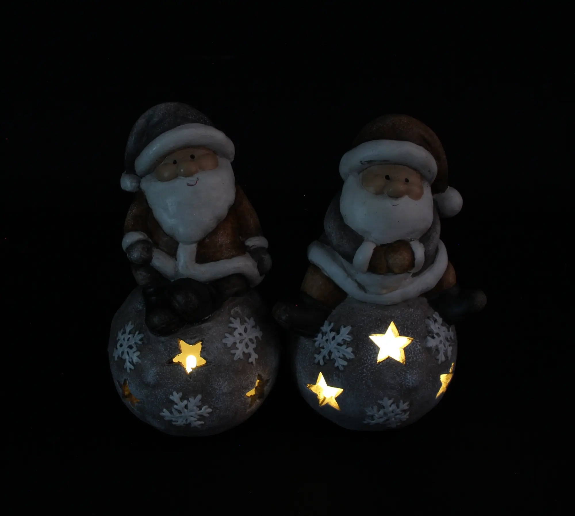 Santa "LED-Kugel", 2er Set  im Frank Flechtwaren Online Shop für Weihnachtsmänner kaufen