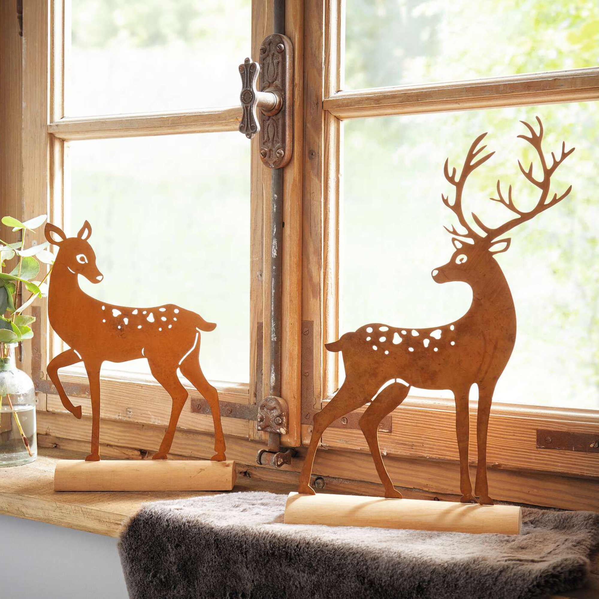 Metalldeko "Hirsch", 2er Set  im Frank Flechtwaren Online Shop kaufen