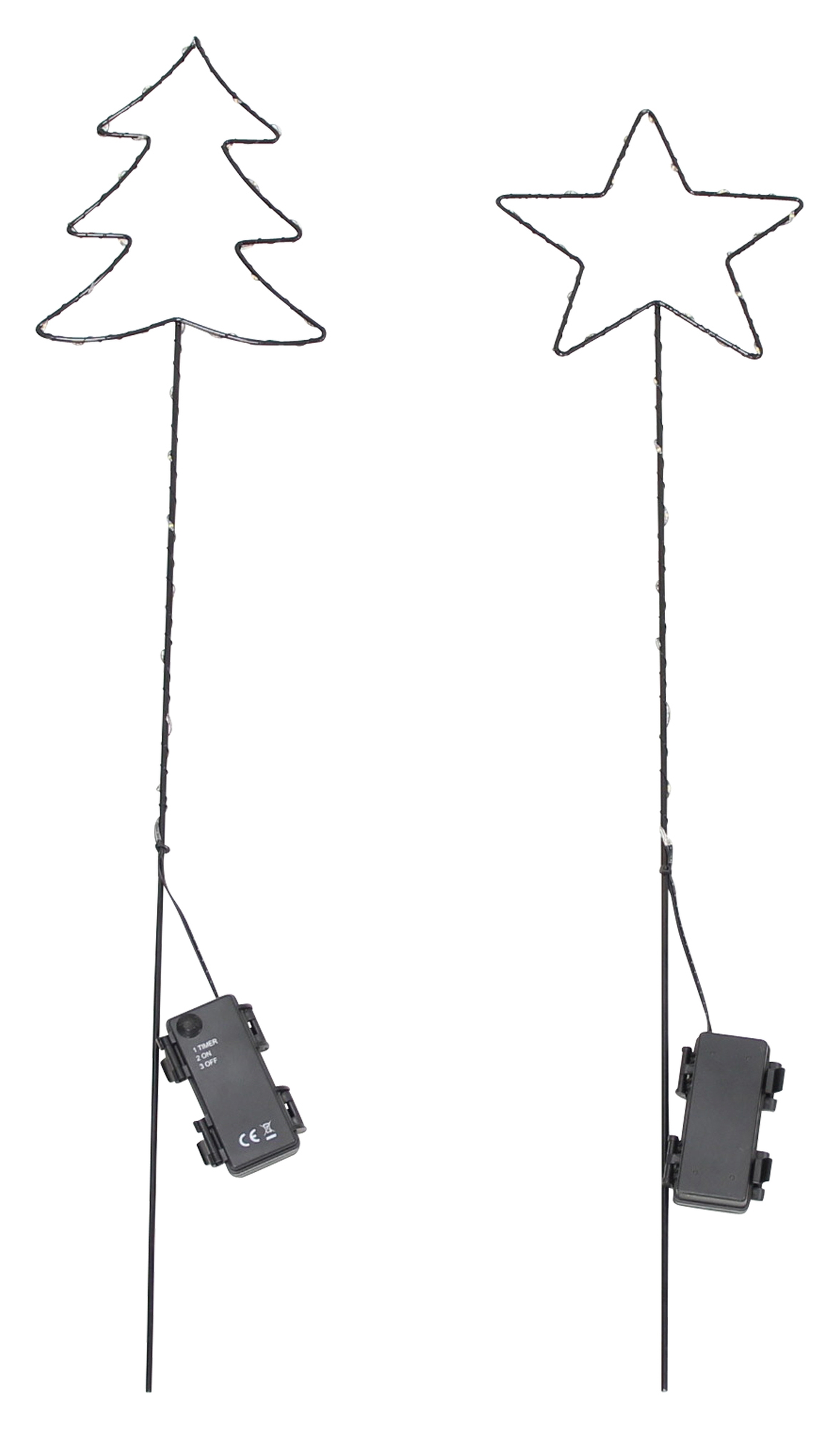 LED-Stecker "Tanne &amp; Stern", 2er Set  im Frank Flechtwaren Online Shop für Streuer &amp; Stecker kaufen