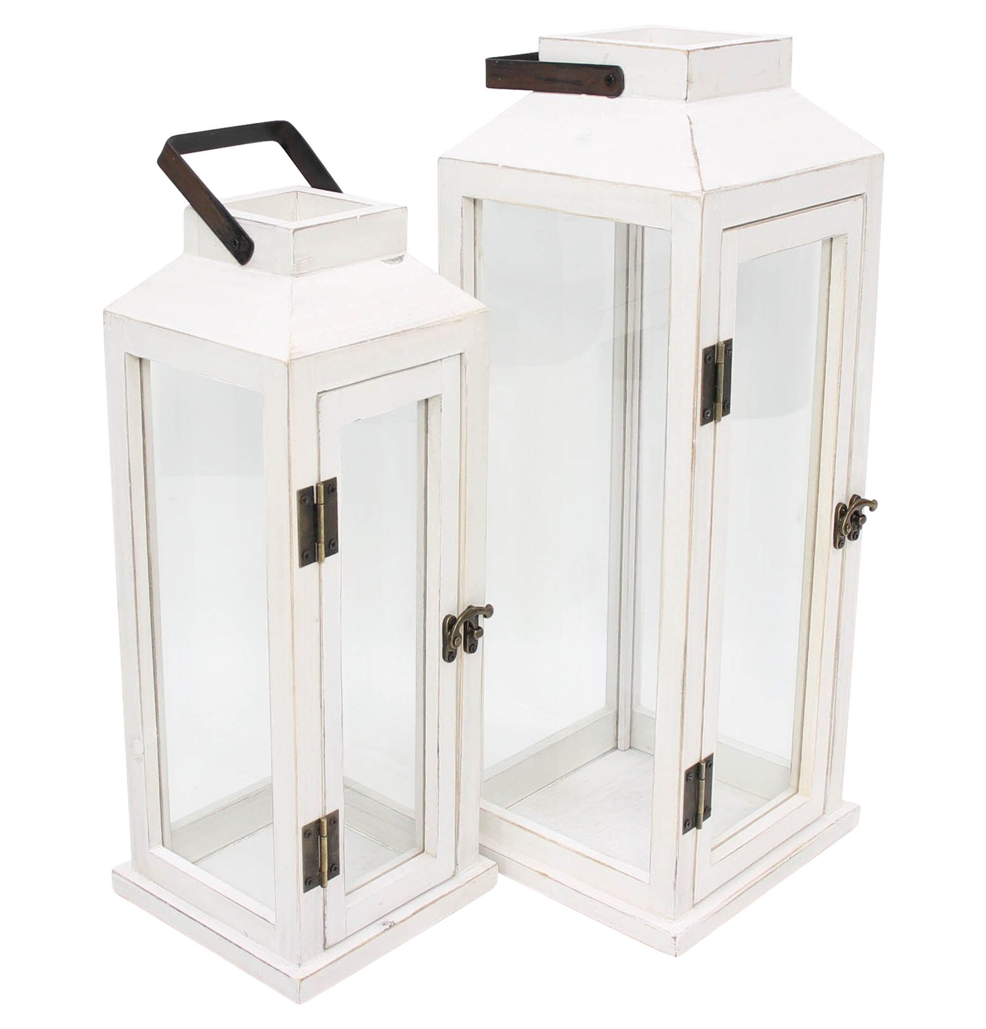 Laterne "White washed", 2er Set  im Frank Flechtwaren Online Shop für Laternen kaufen