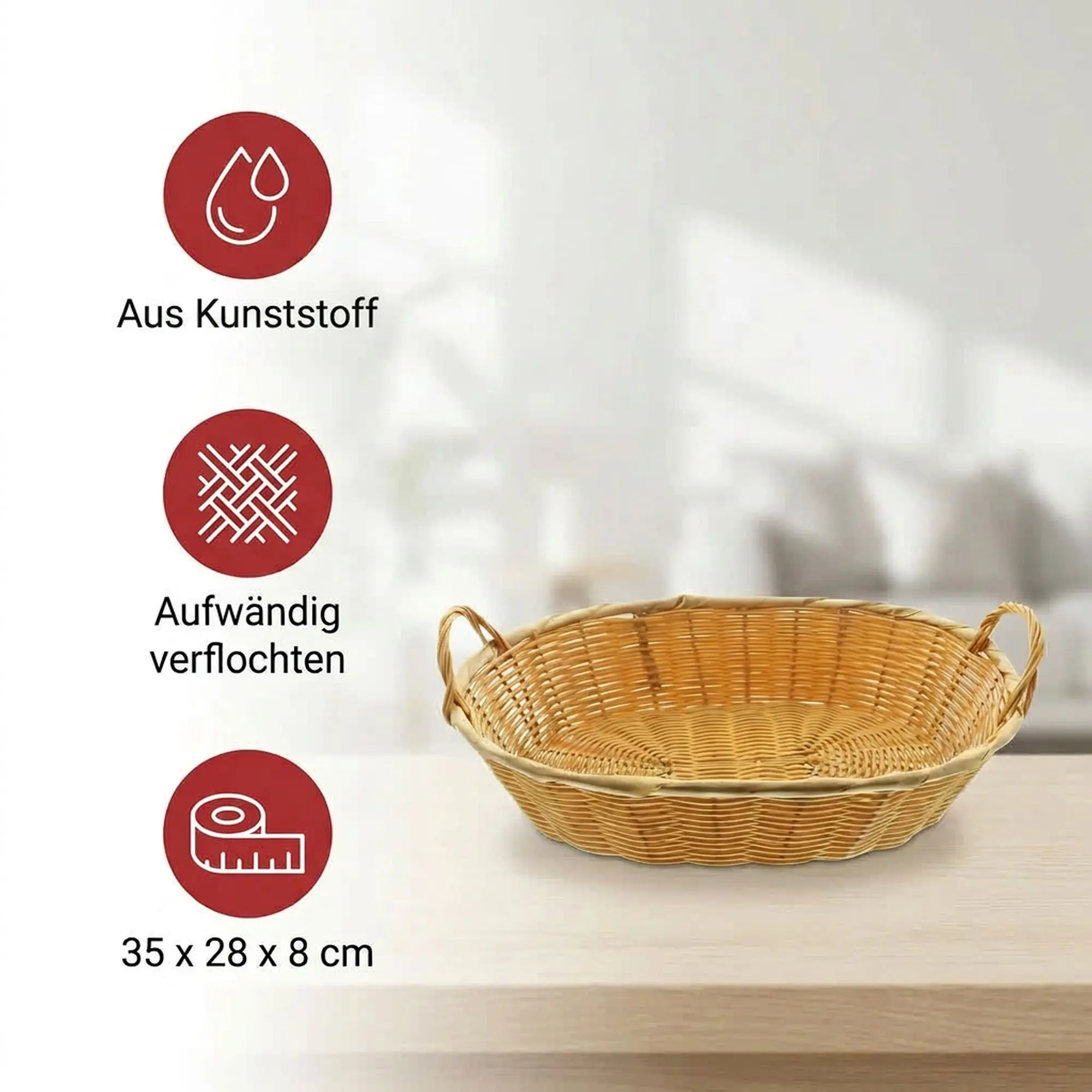 Schale "Poly" mit Griffen  im Frank Flechtwaren Online Shop für Ladendeko kaufen