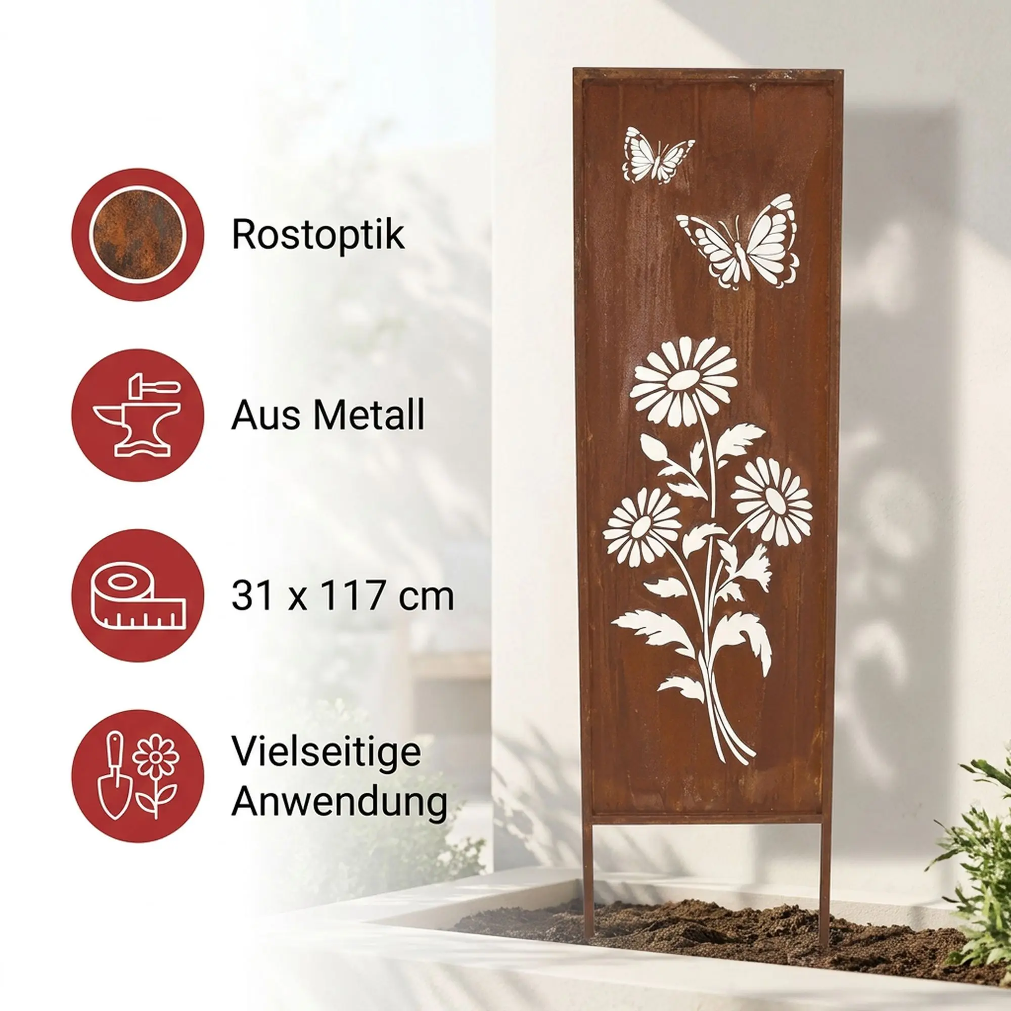 Gartenschild "Sommerwiese"  im Frank Flechtwaren Online Shop für Gartenstecker kaufen