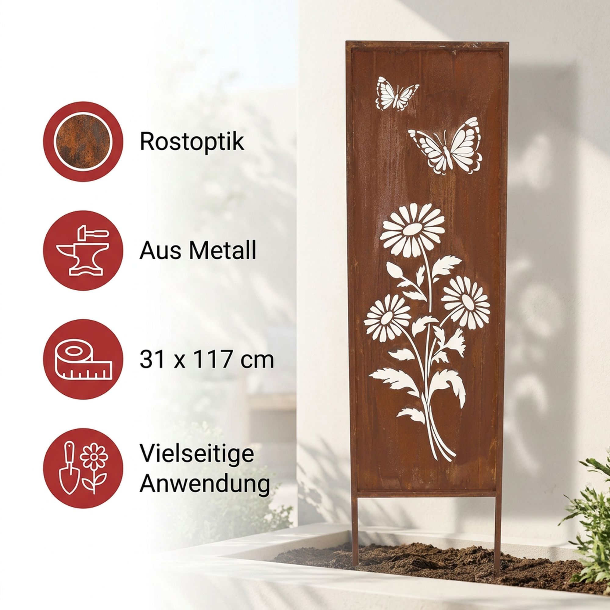 Gartenschild "Sommerwiese"  im Frank Flechtwaren Online Shop für Gartenstecker kaufen