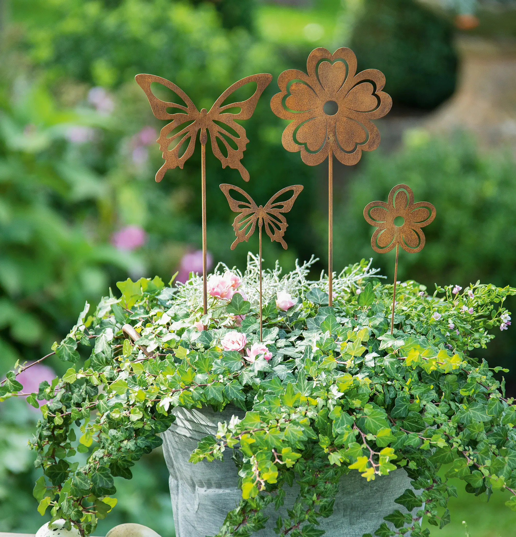 Stecker "Blume &amp; Schmetterling", 4er Set  im Frank Flechtwaren Online Shop kaufen
