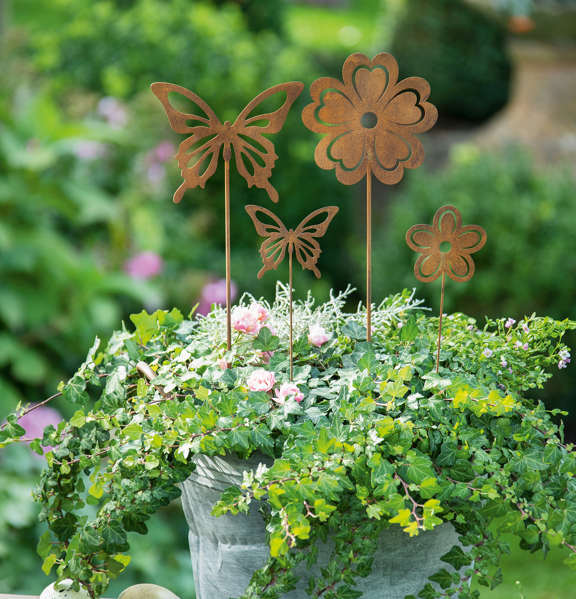 Stecker "Blume &amp; Schmetterling", 4er Set  im Frank Flechtwaren Online Shop kaufen