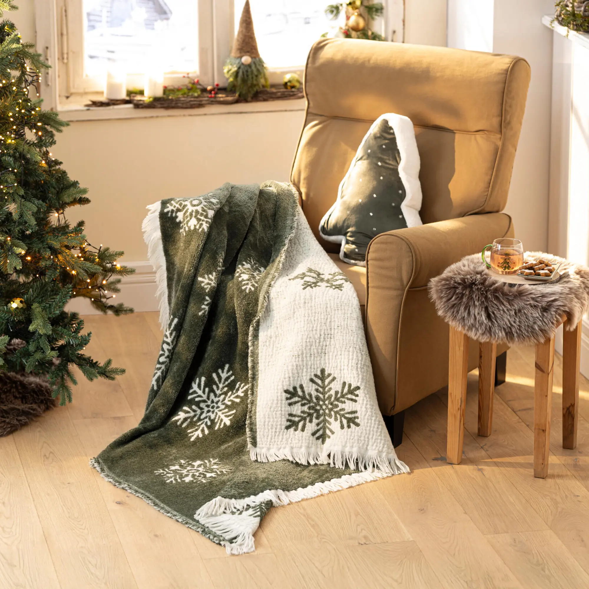 Kuscheldecke "Schneeflocken"  im Frank Flechtwaren Online Shop kaufen
