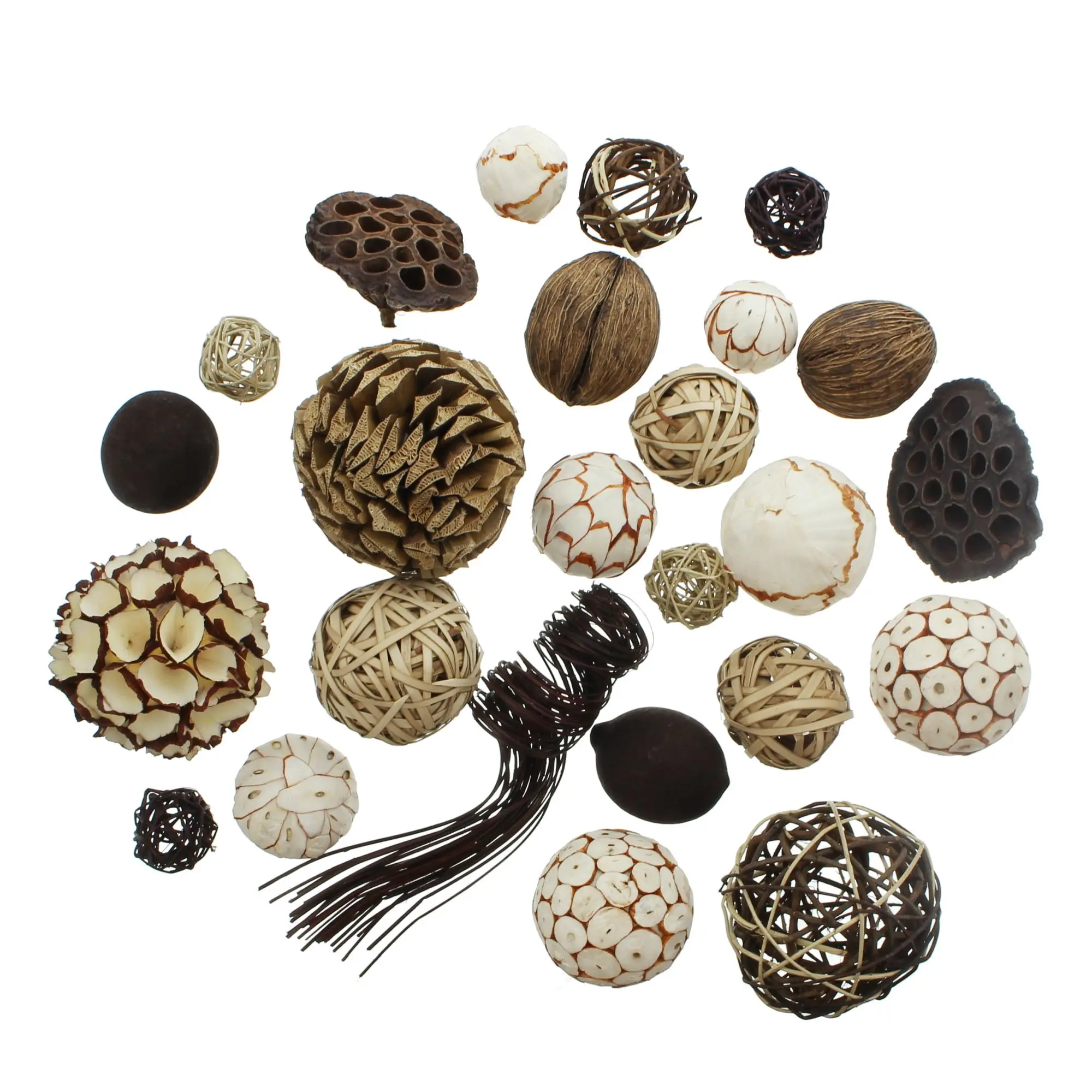 Deko-Set "Naturkugel", 25tlg.  im Frank Flechtwaren Online Shop für Streuer &amp; Stecker kaufen
