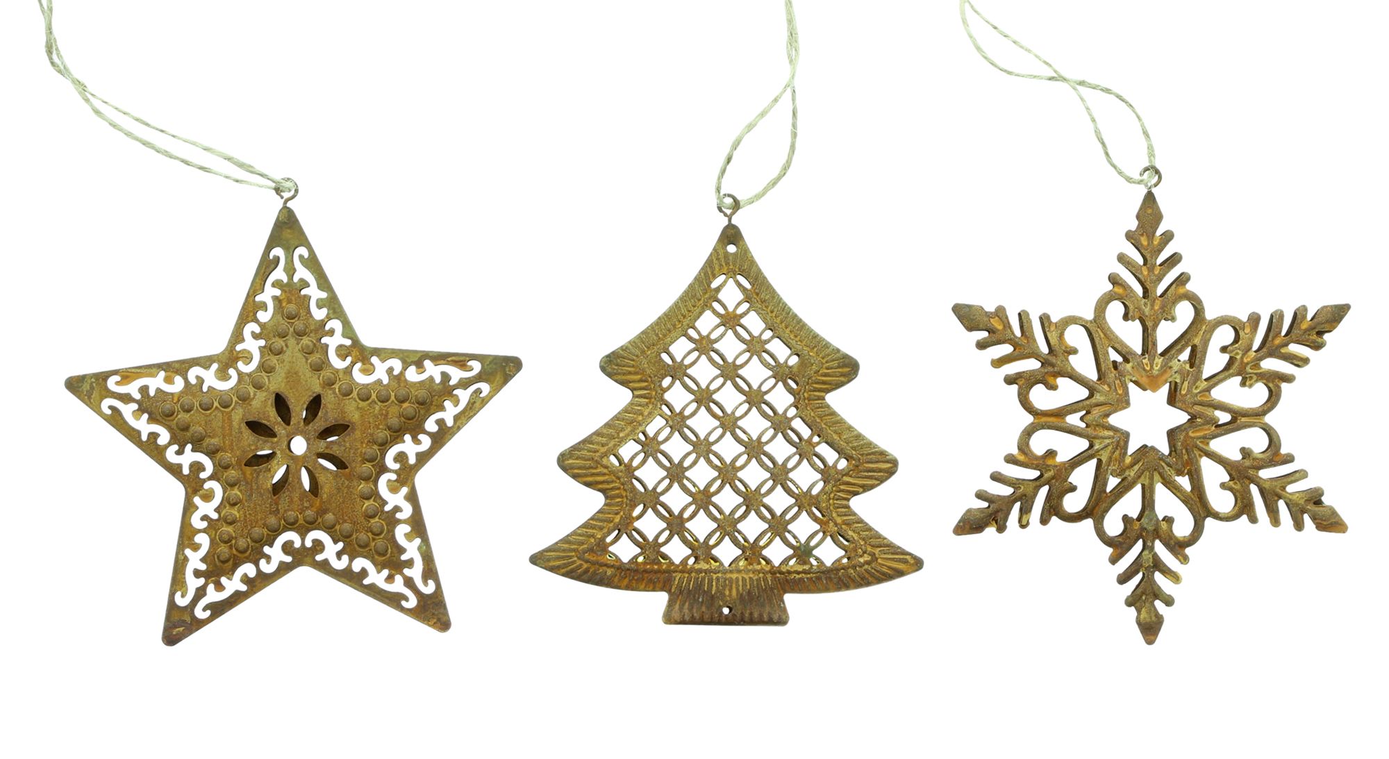 Weihnachtshänger "Rost", 3er Set  im Frank Flechtwaren Online Shop für Weihnachten kaufen
