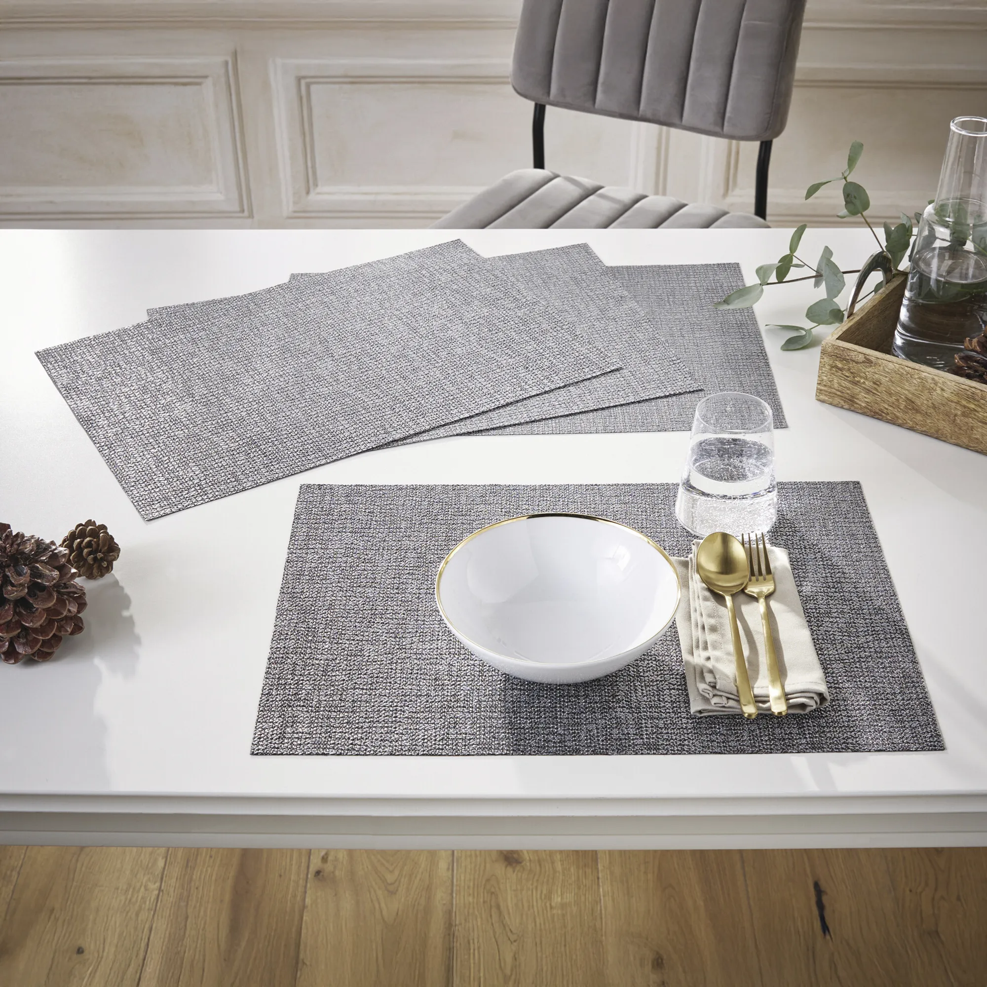 Platzmatte "Grey", 4er Set  im Frank Flechtwaren Online Shop für Outdoor-Tischsets kaufen
