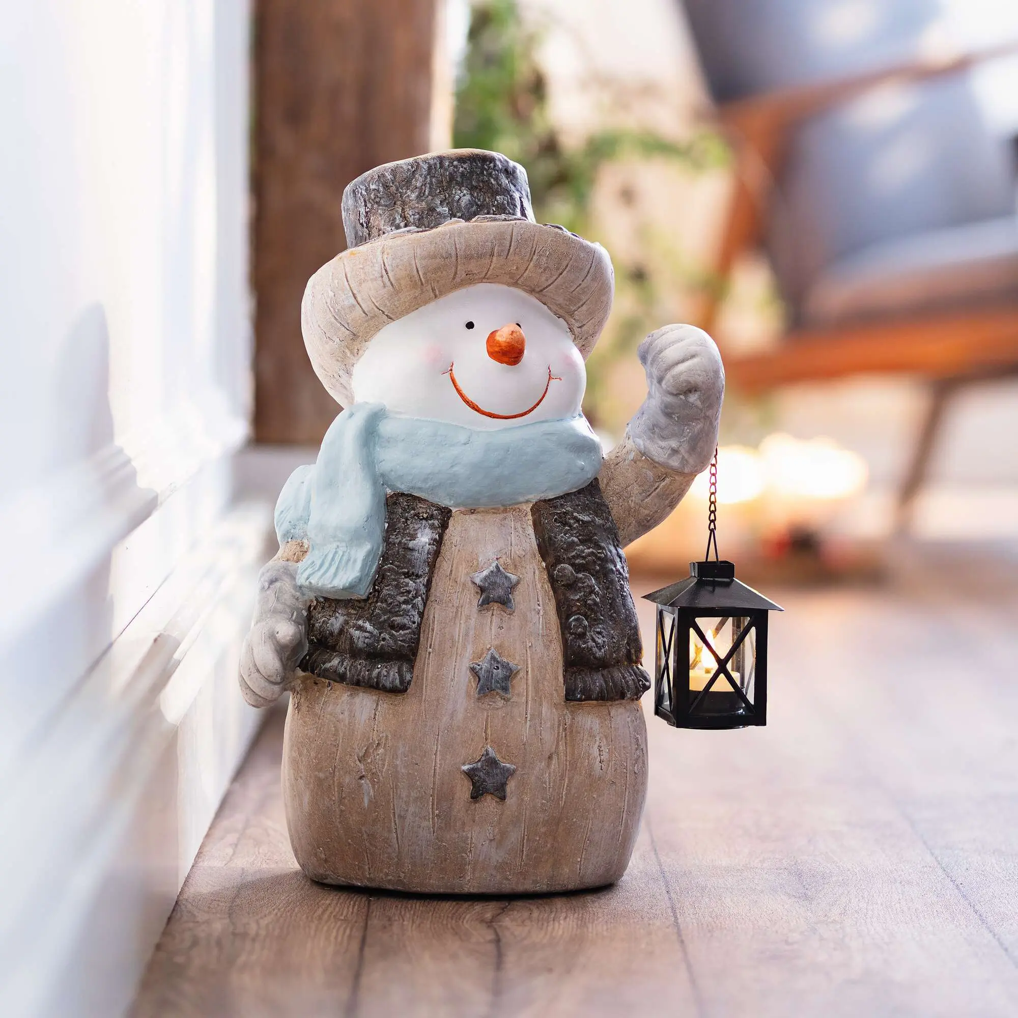 Schneemann "Laterne"  im Frank Flechtwaren Online Shop kaufen
