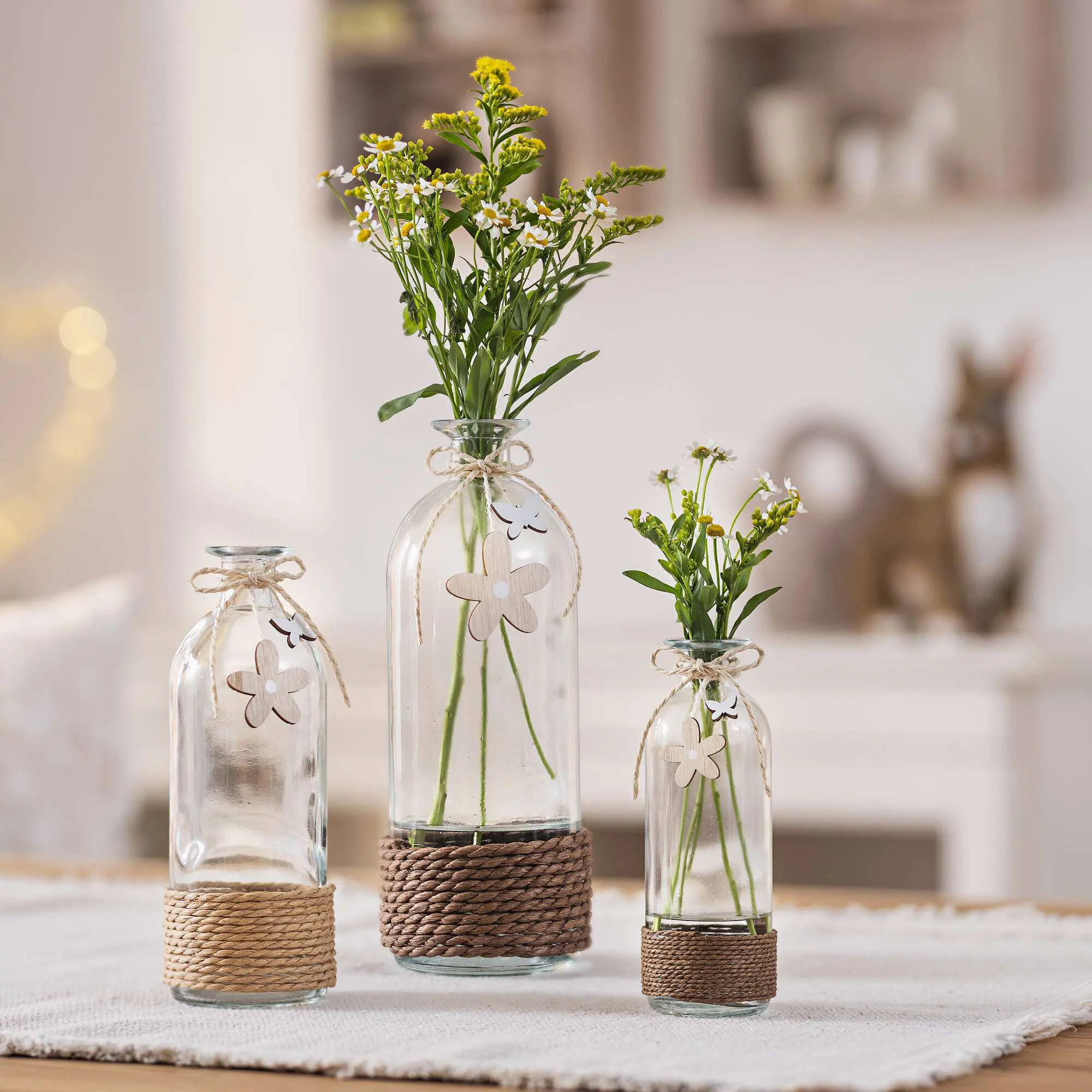 Dekovase "Blume &amp; Schmetterling", 3er Set  im Frank Flechtwaren Online Shop kaufen