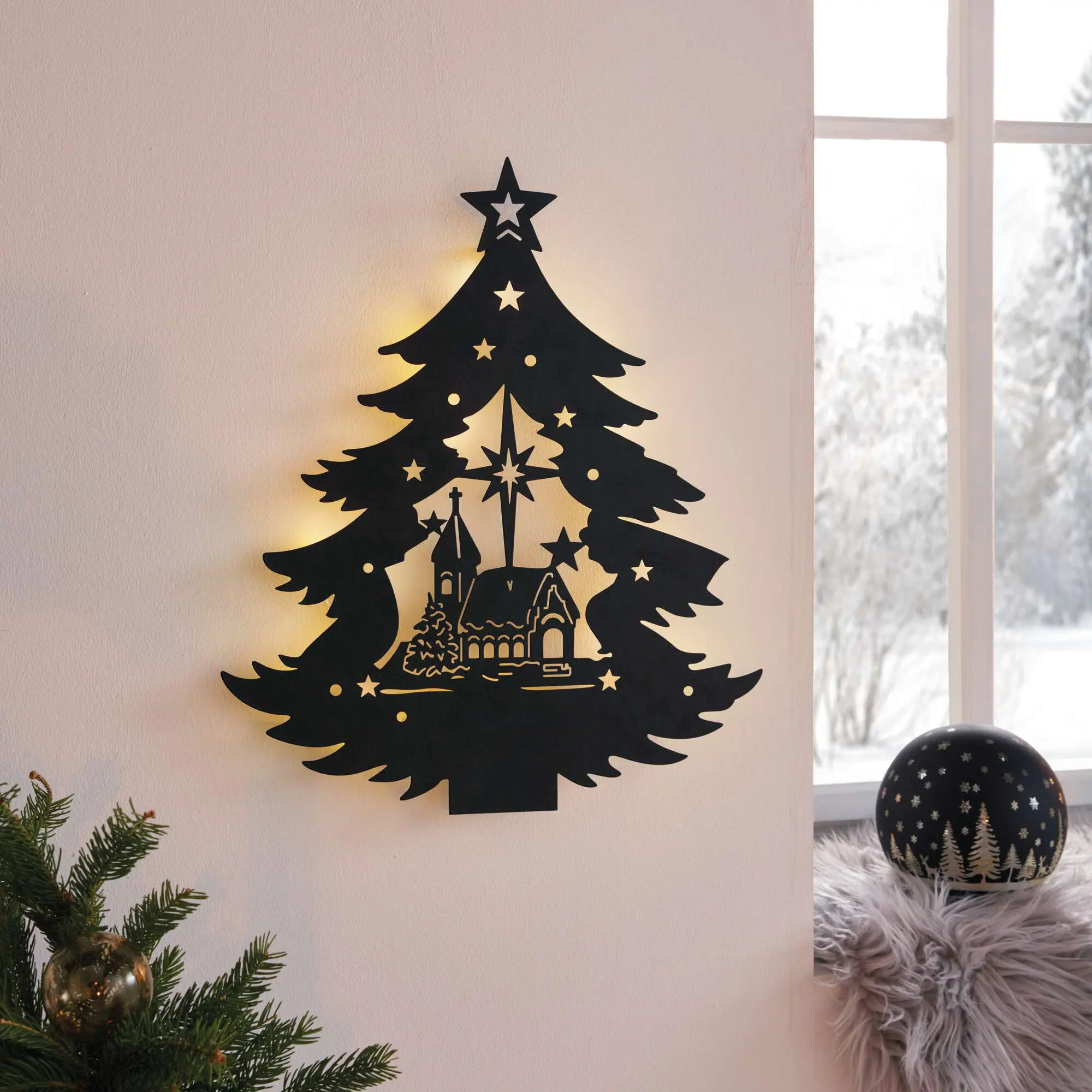 LED-Wanddeko "Weihnachtsbaum"  im Frank Flechtwaren Online Shop kaufen