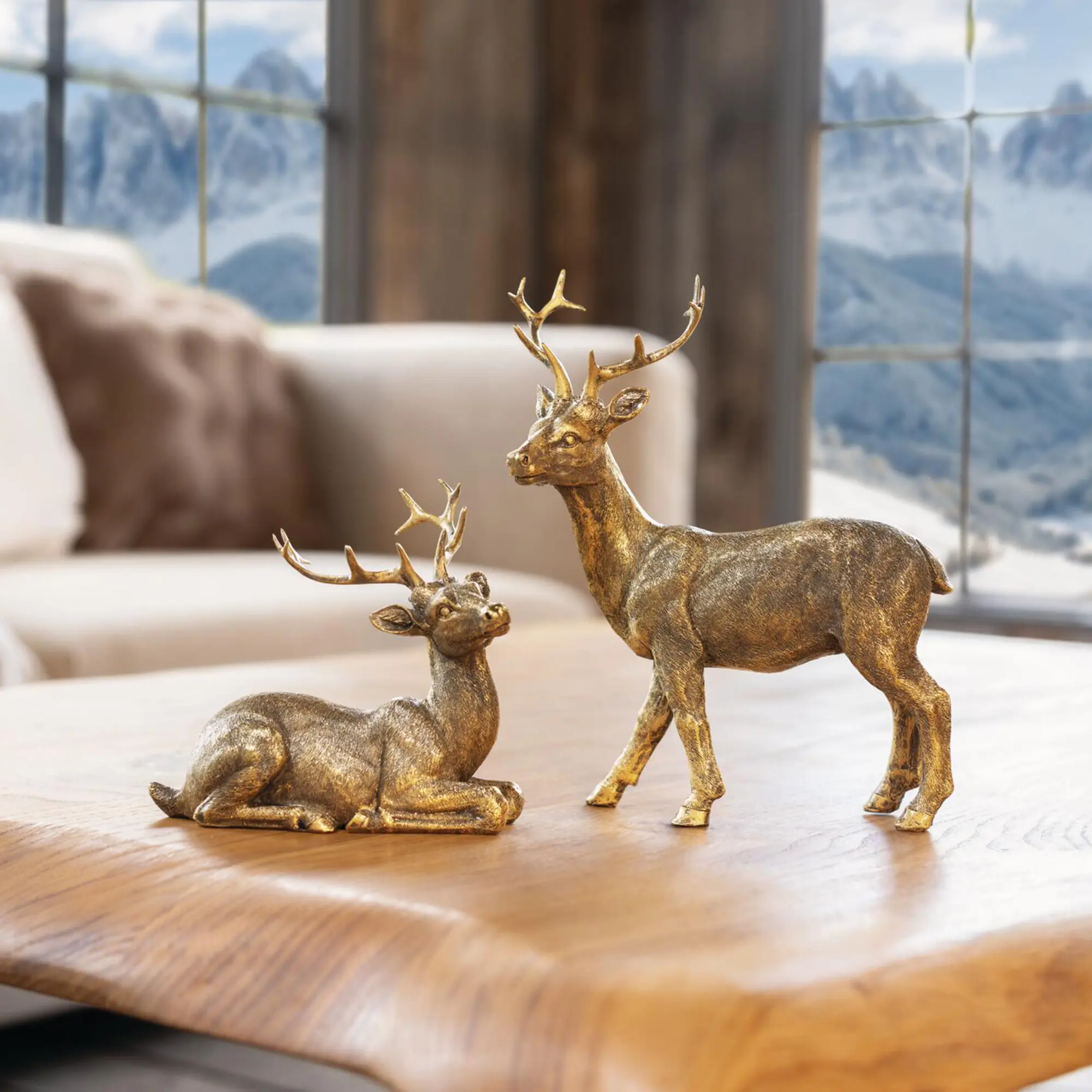 Deko-Hirsch "Golden", 2er Set  im Frank Flechtwaren Online Shop kaufen