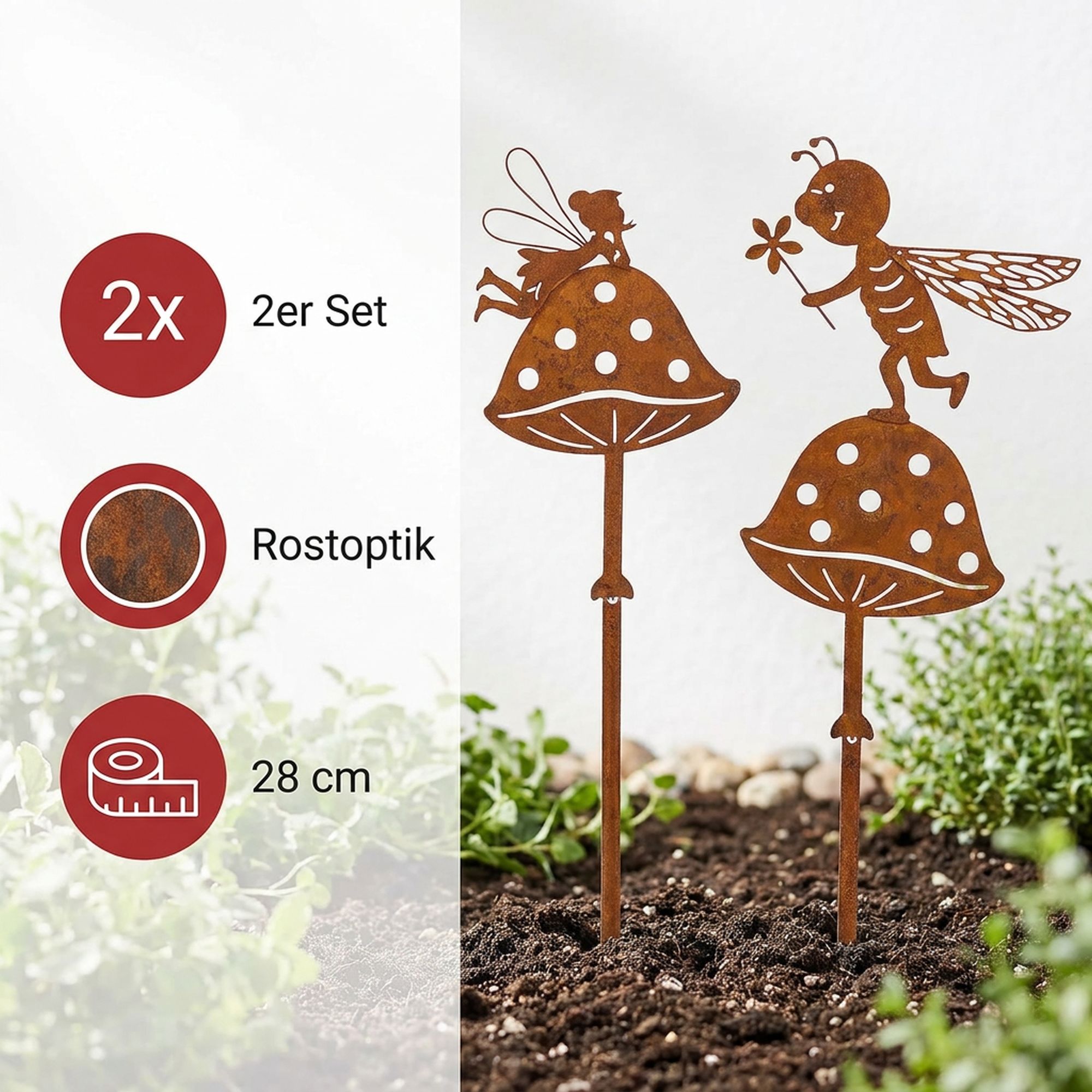 Gartenstecker "Pilzfreunde", 2er Set  im Frank Flechtwaren Online Shop für Bunter Ostergarten kaufen