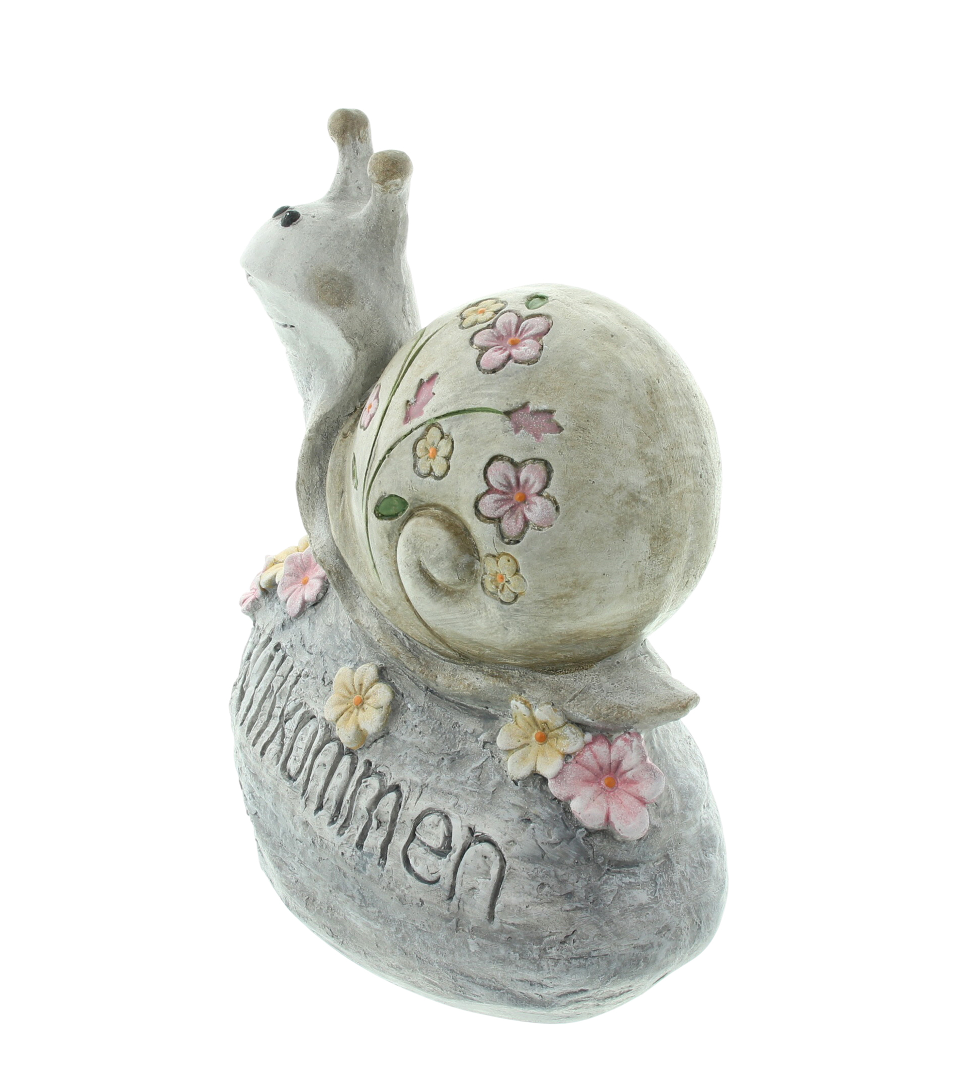 Dekoschnecke "Willkommen"  im Frank Flechtwaren Online Shop für Gartenfiguren kaufen