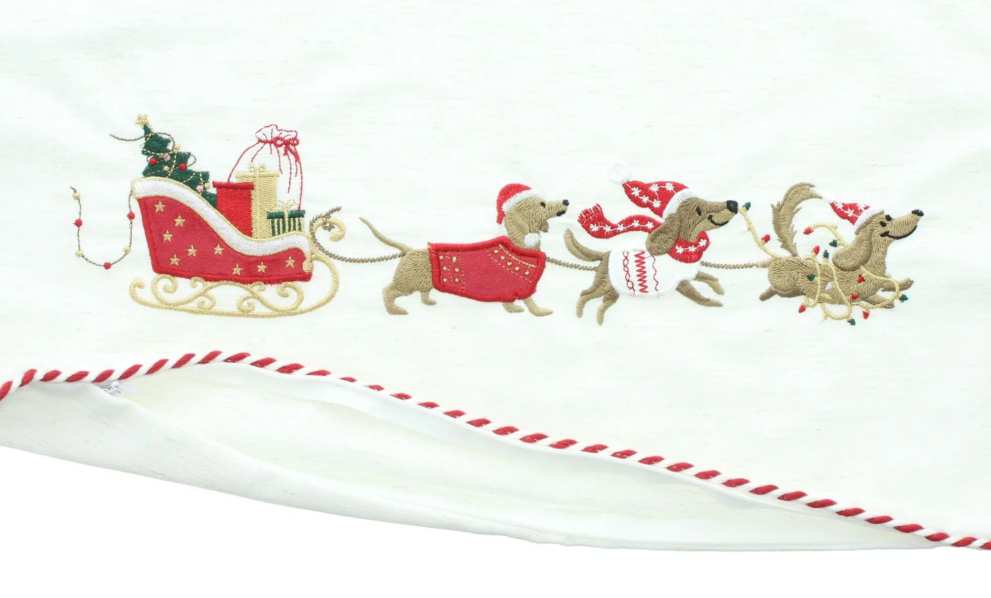 Kissenhülle "Dackelschlitten"  im Frank Flechtwaren Online Shop für Weihnachtliche Kissen &amp; Kissenhüllen kaufen