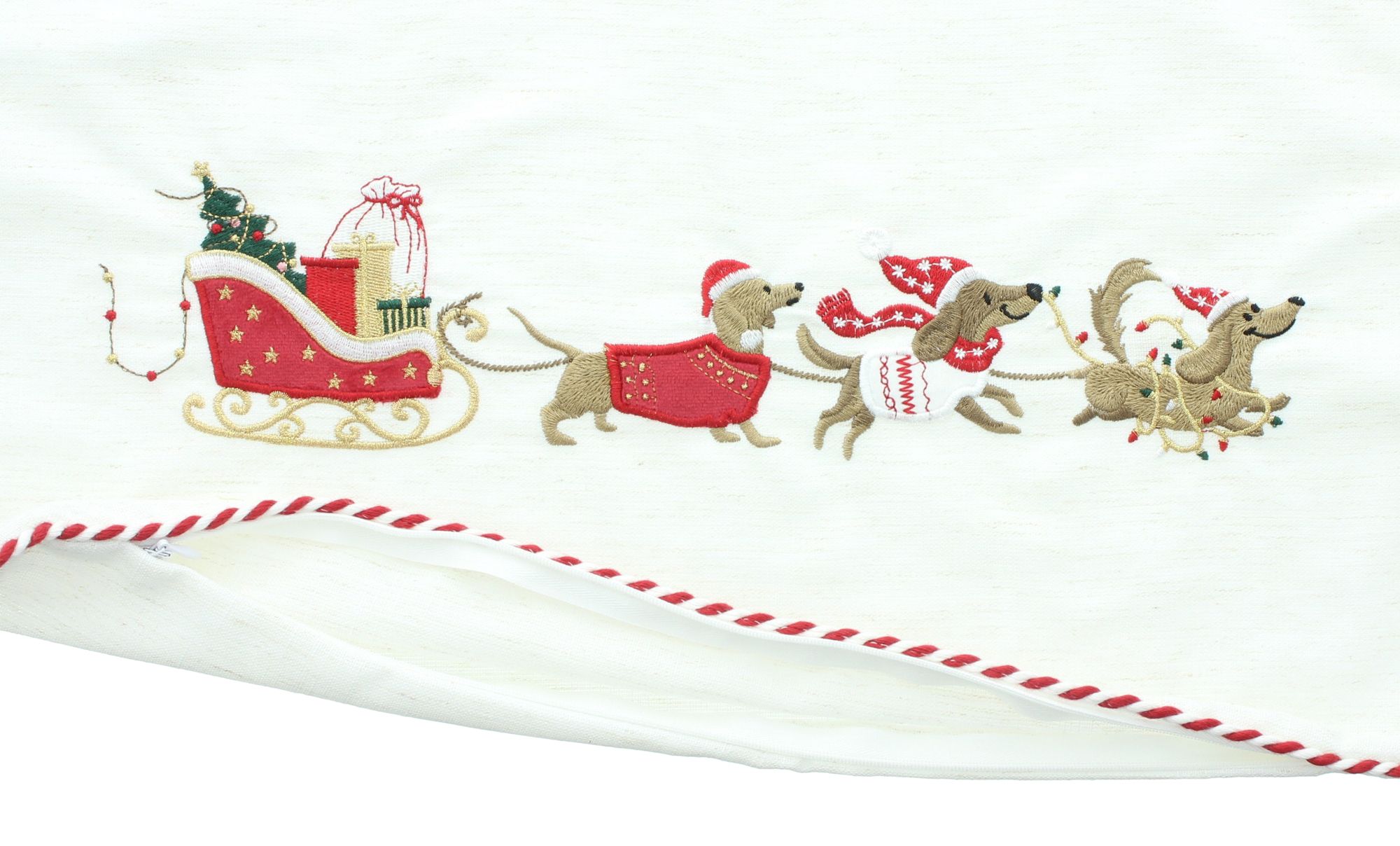 Kissenhülle "Dackelschlitten"  im Frank Flechtwaren Online Shop für Weihnachtliche Kissen &amp; Kissenhüllen kaufen