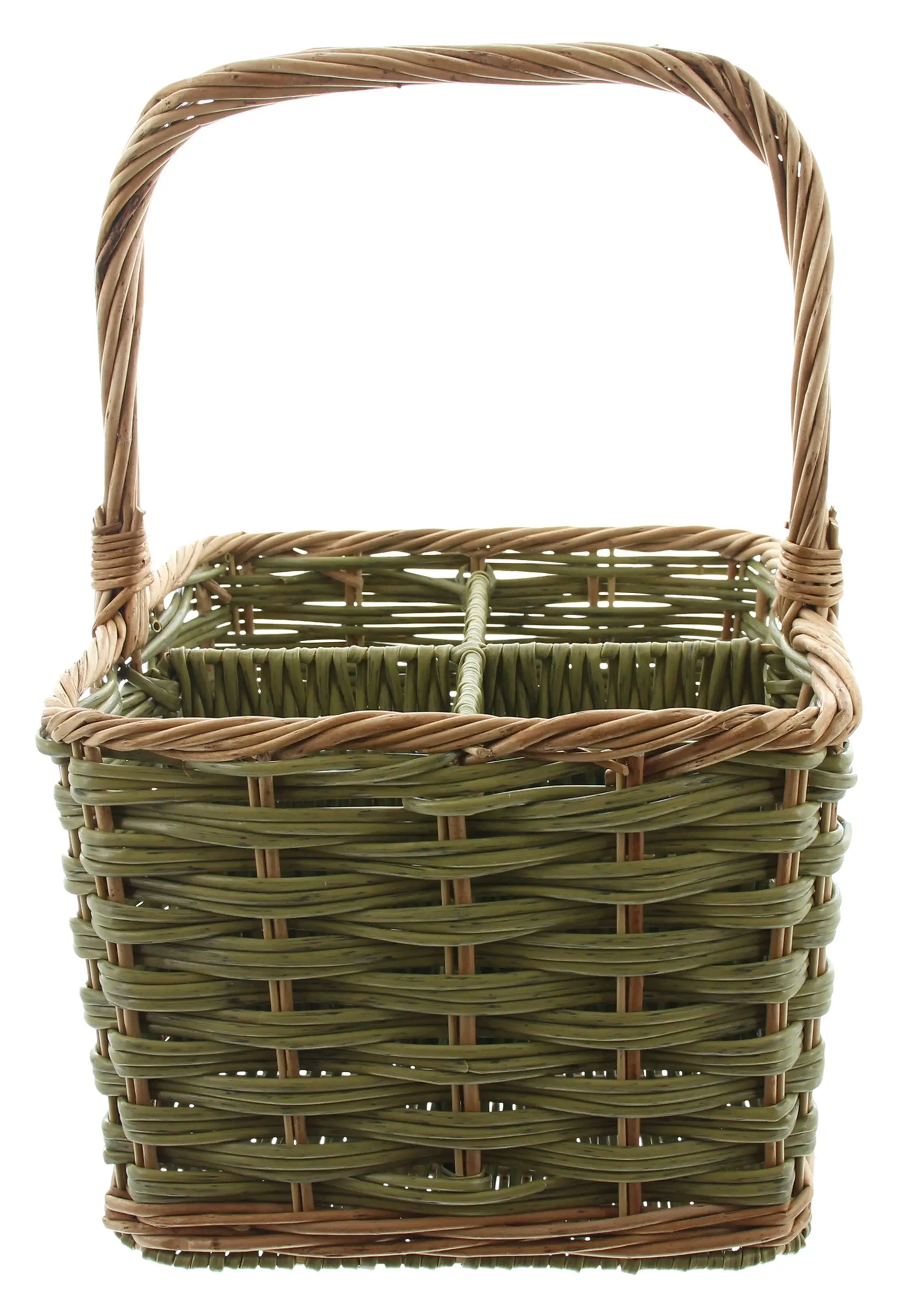 Flaschenkorb "Washed Green", für 4 Flaschen  im Frank Flechtwaren Online Shop für Flaschenkörbe kaufen