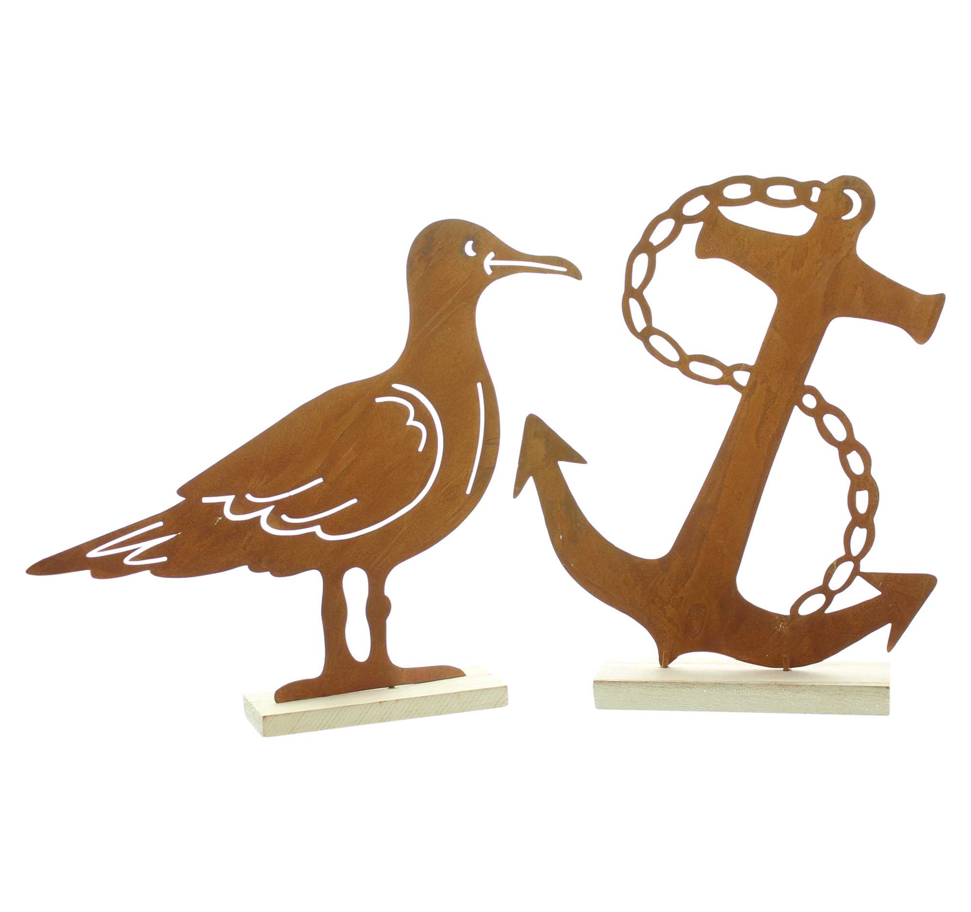 Rostdeko "Anker & Möwe", 2er Set im Frank Flechtwaren Online Shop für Dekofiguren kaufen Rostdeko "Anker & Möwe", 2er Set im Frank Flechtwaren Online Shop für Dekofiguren kaufen