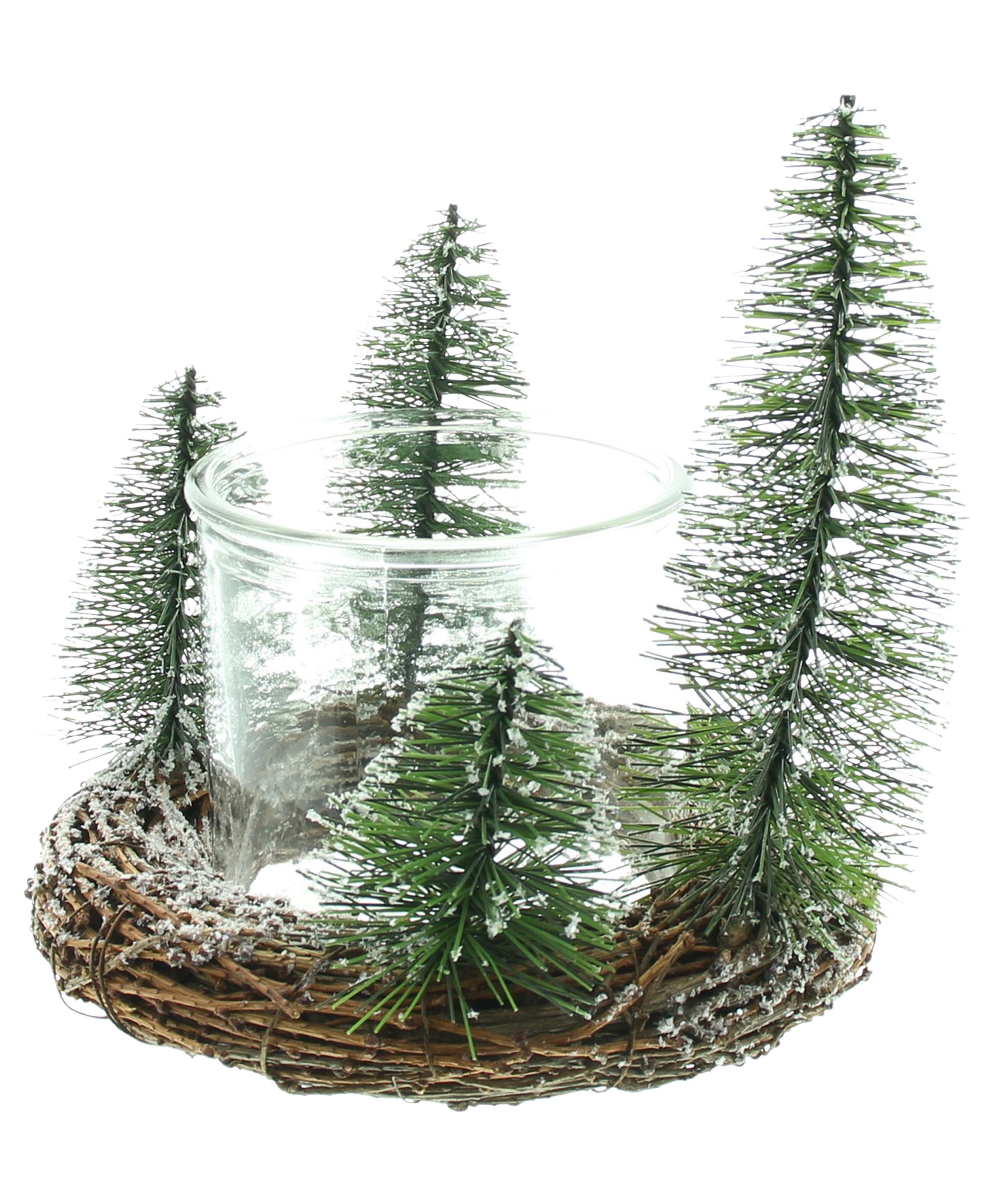 Windlicht "Tannen"  im Frank Flechtwaren Online Shop für Weihnachtliche Kränze kaufen