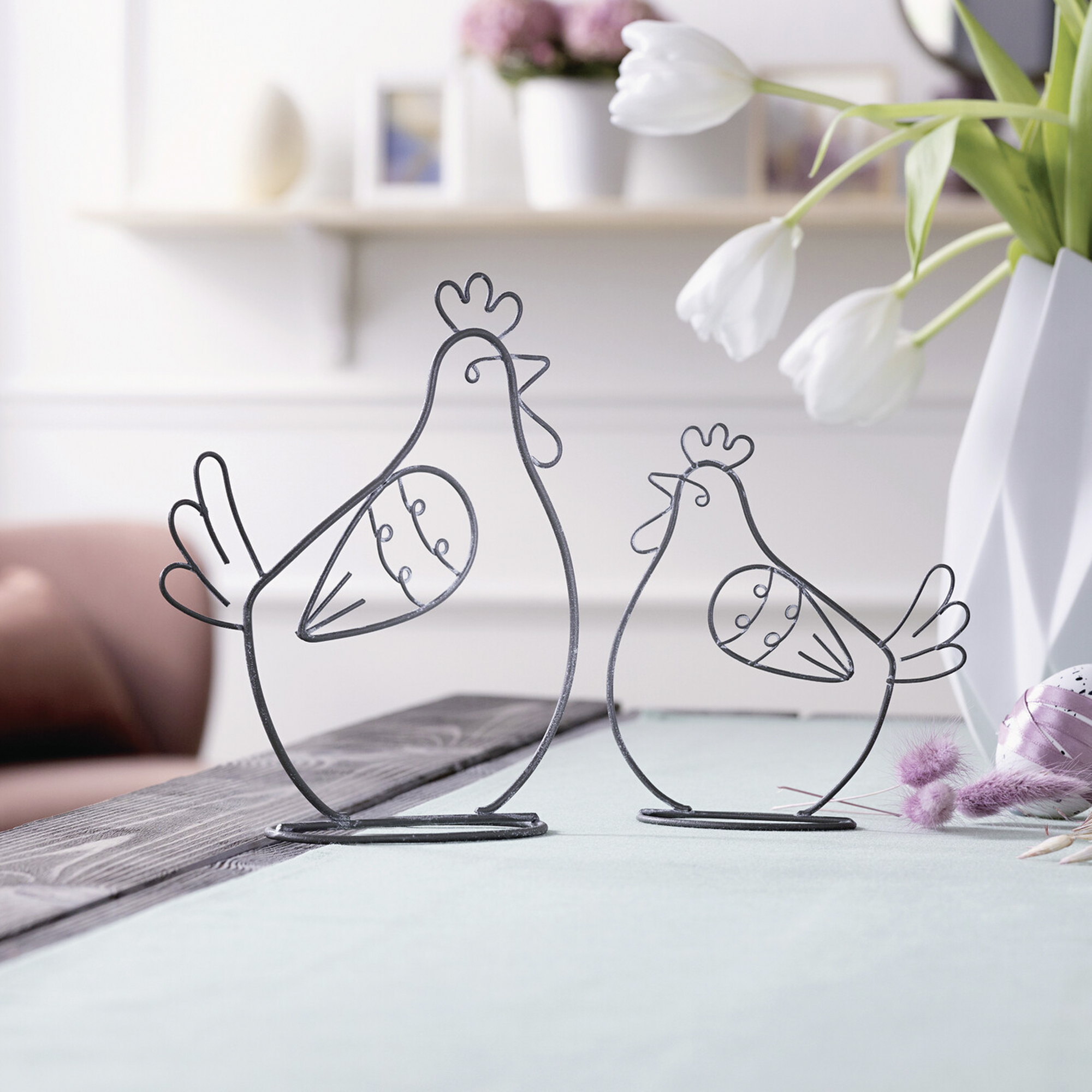 Metalldeko "Huhn", 2er Set  im Frank Flechtwaren Online Shop kaufen