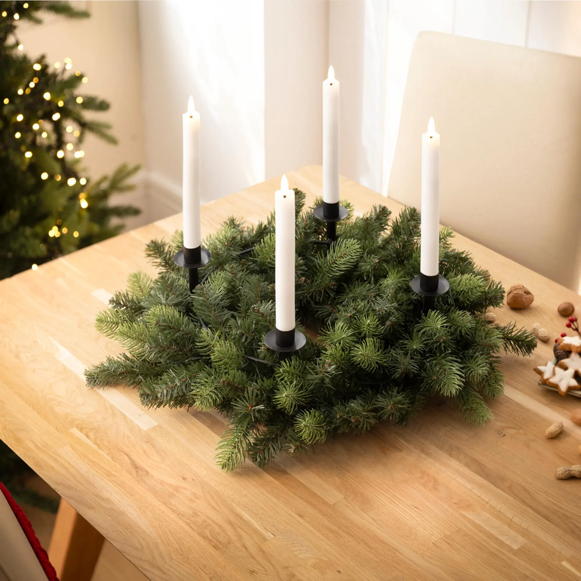 Stabkerzenhalter "Kranz"  im Frank Flechtwaren Online Shop für Adventskränze kaufen