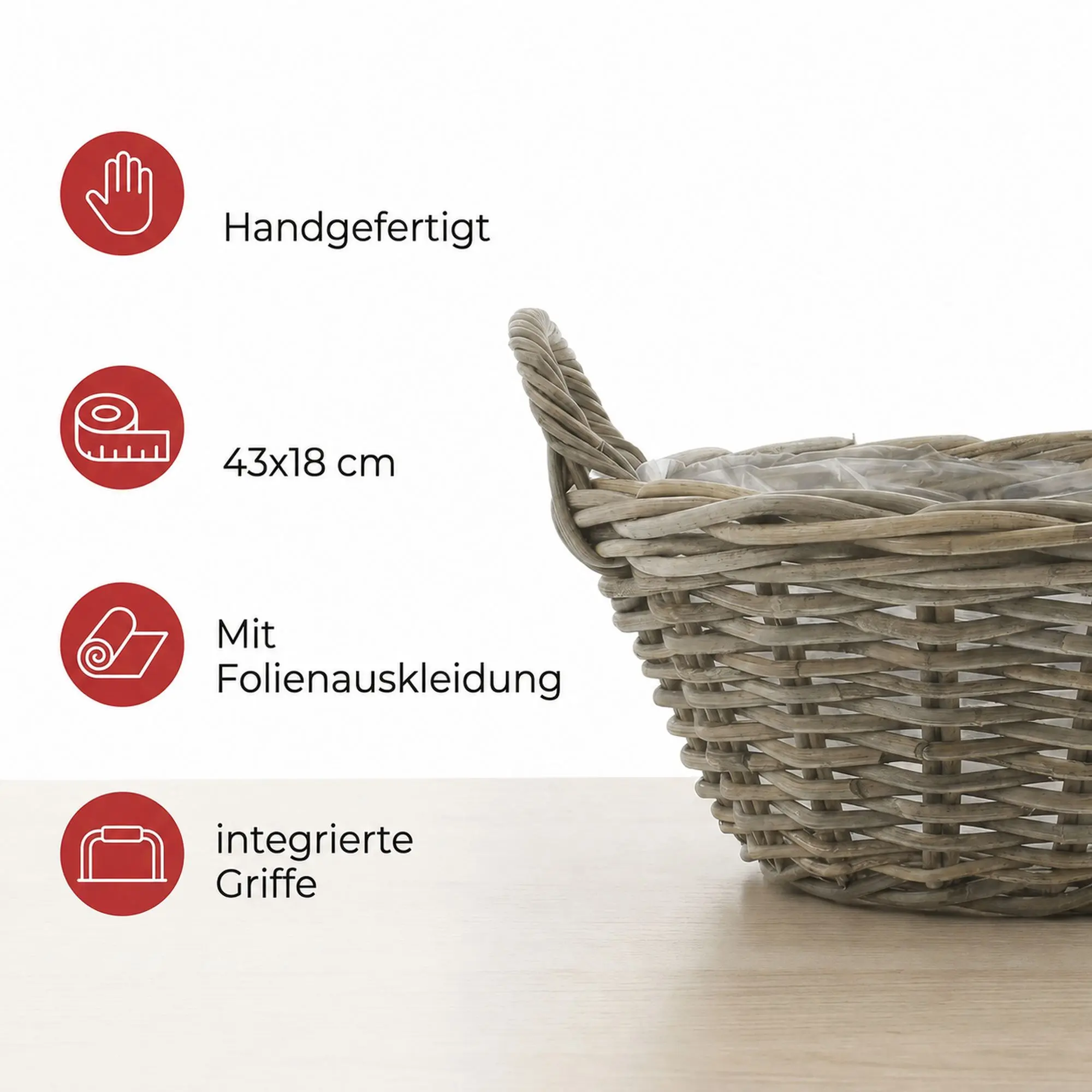 Pflanzschale "Rattan", groß  im Frank Flechtwaren Online Shop für Pflanzkörbe kaufen