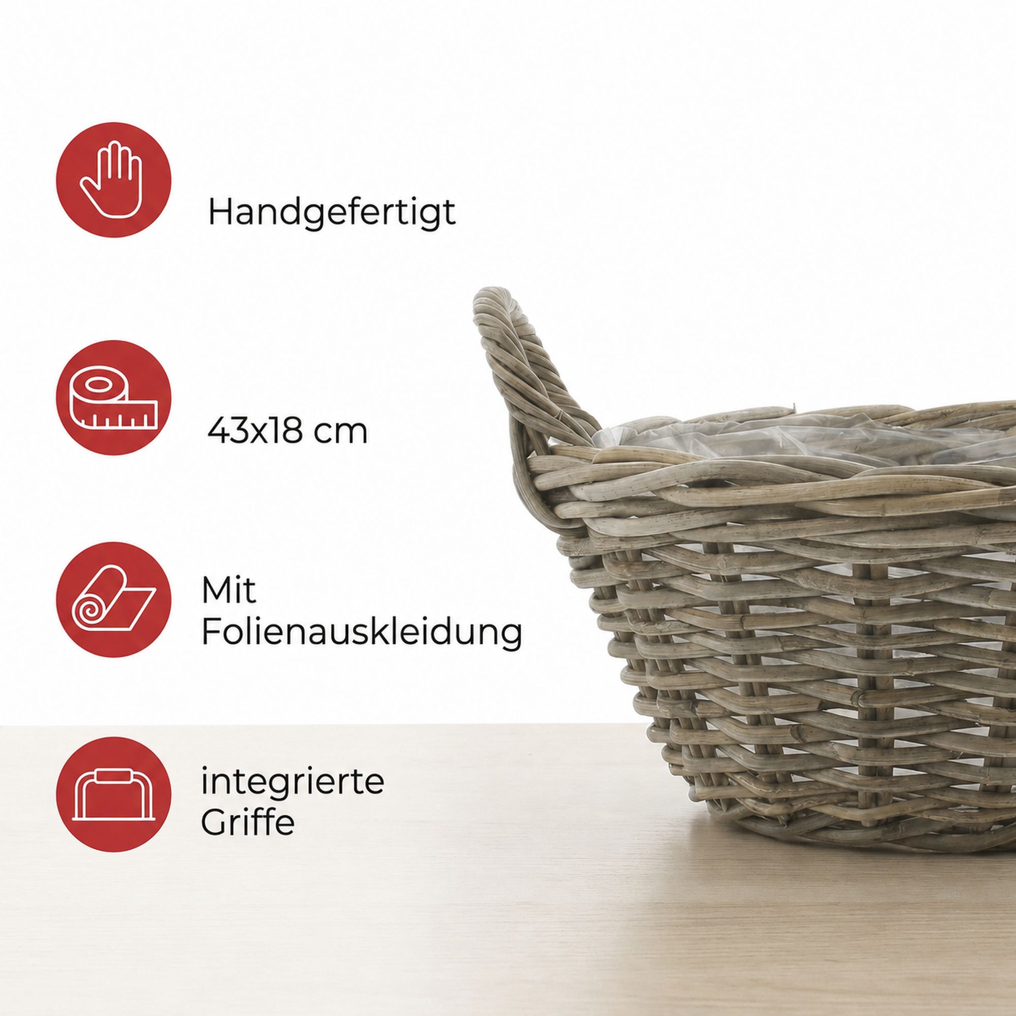 Pflanzschale "Rattan", groß  im Frank Flechtwaren Online Shop für Pflanzkörbe kaufen