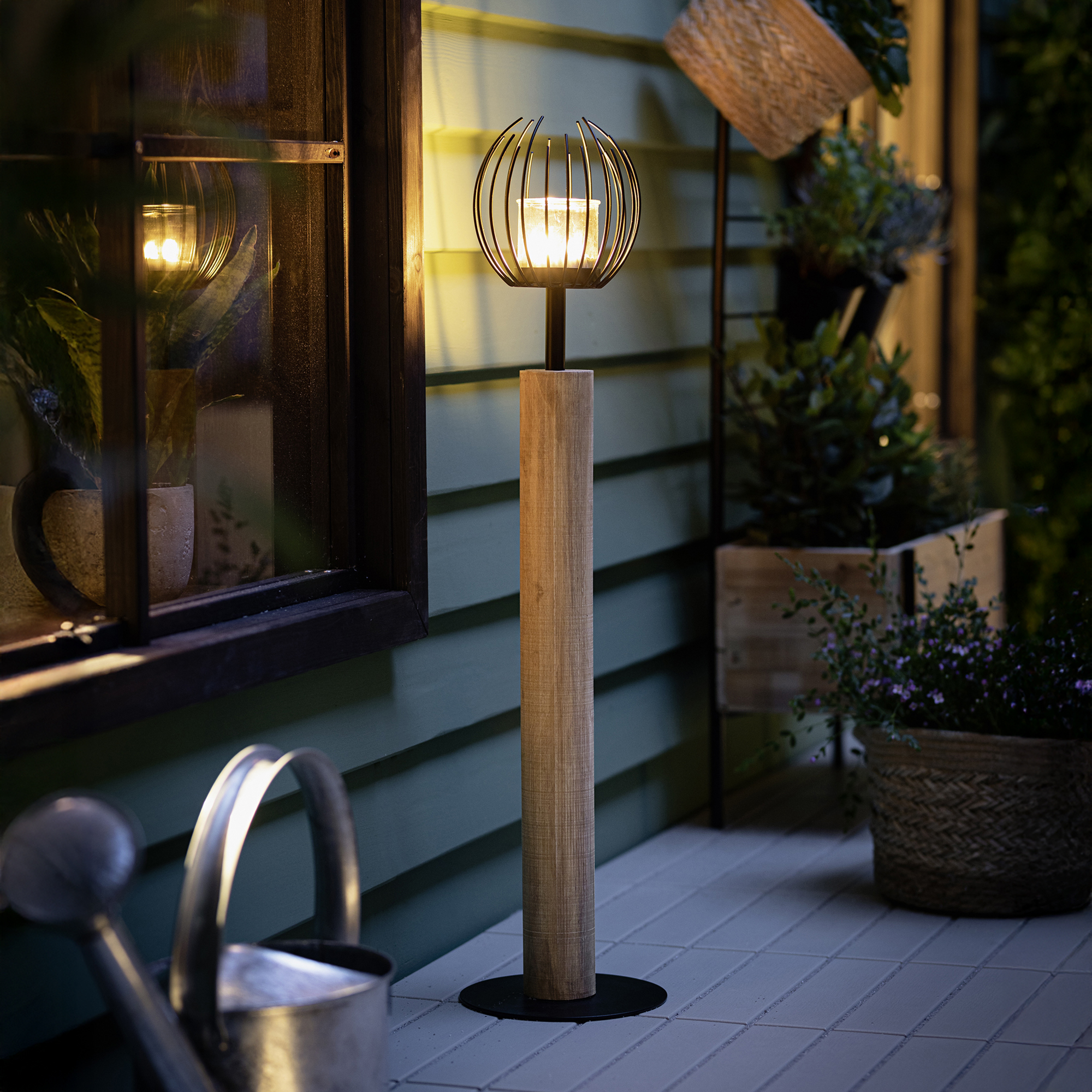 Windlicht-Säule "Blütenkorb"  im Frank Flechtwaren Online Shop kaufen