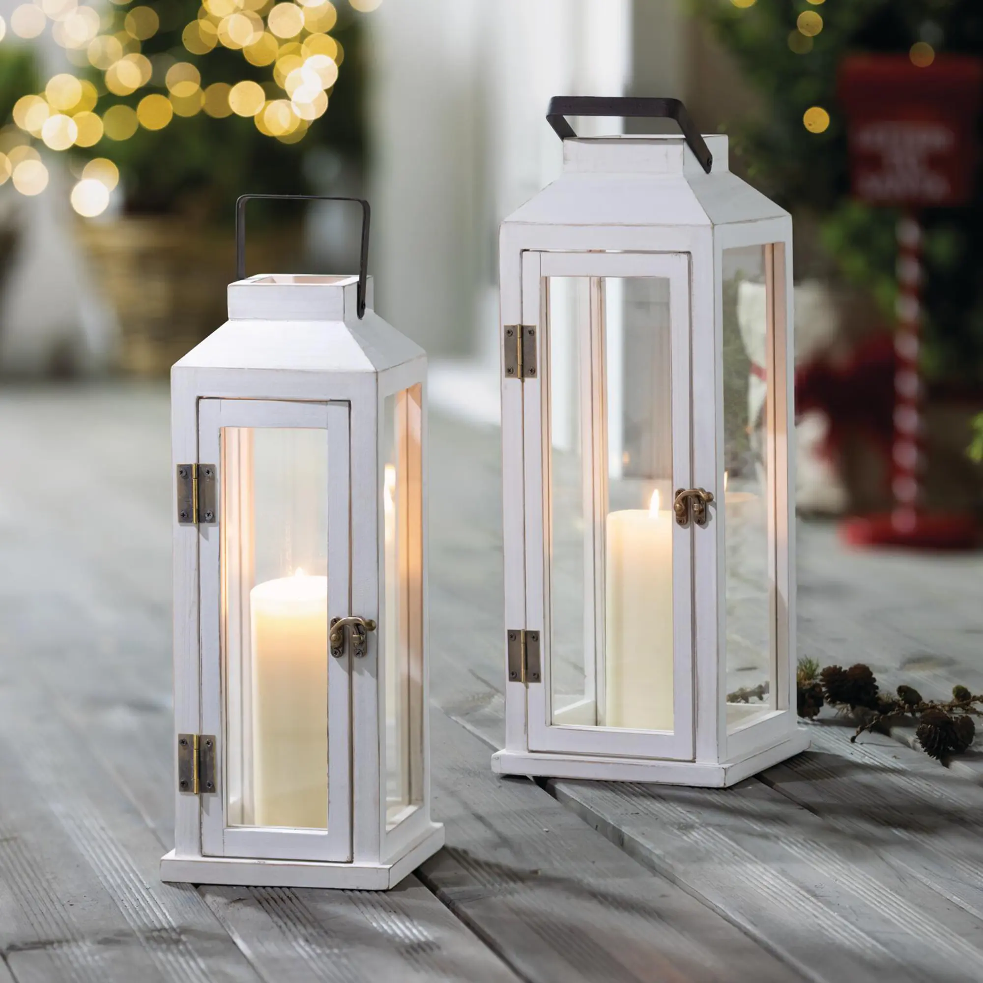 Laterne "White washed", 2er Set  im Frank Flechtwaren Online Shop kaufen
