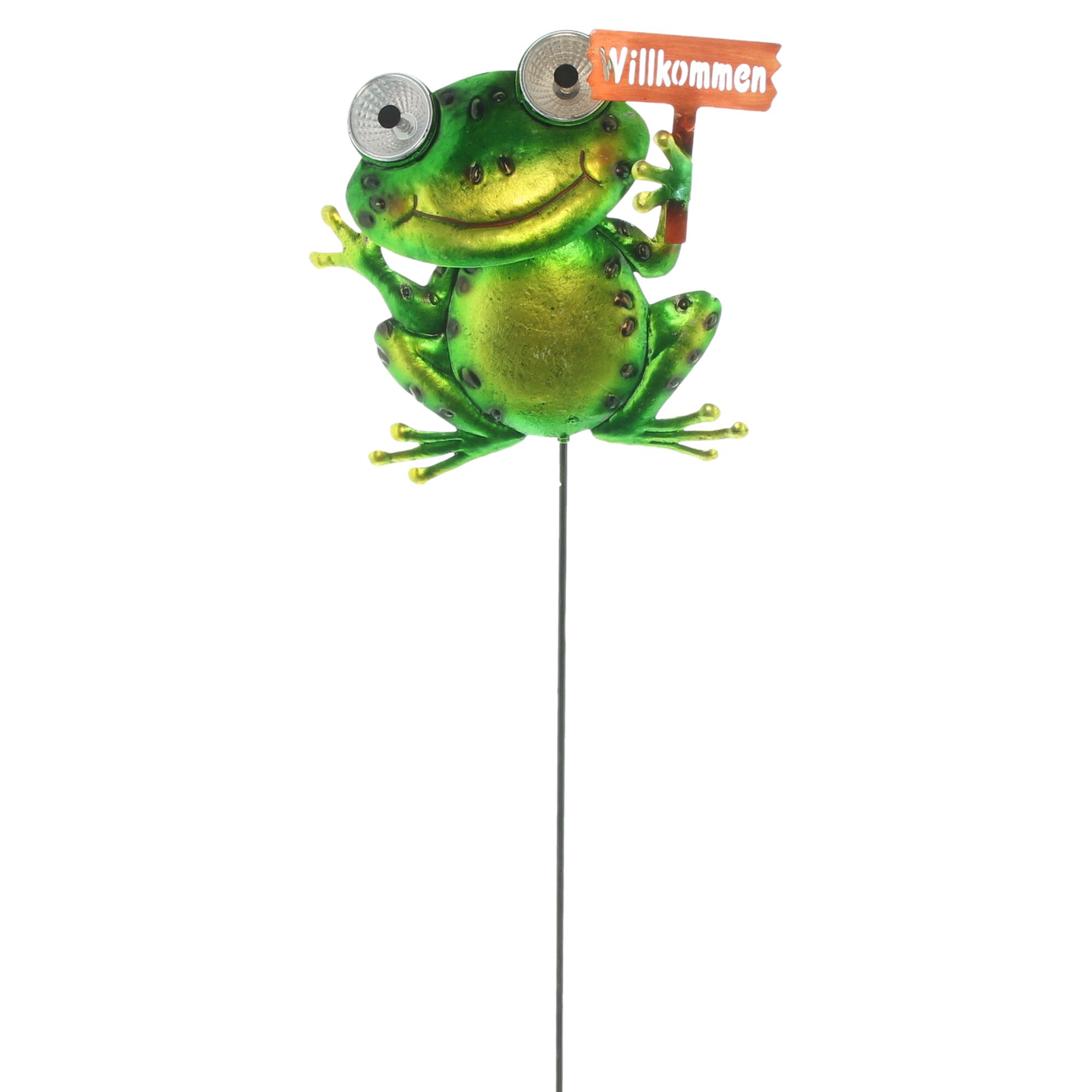 LED-Solarstecker "Crazy Frog"  im Frank Flechtwaren Online Shop für Gartenfiguren kaufen
