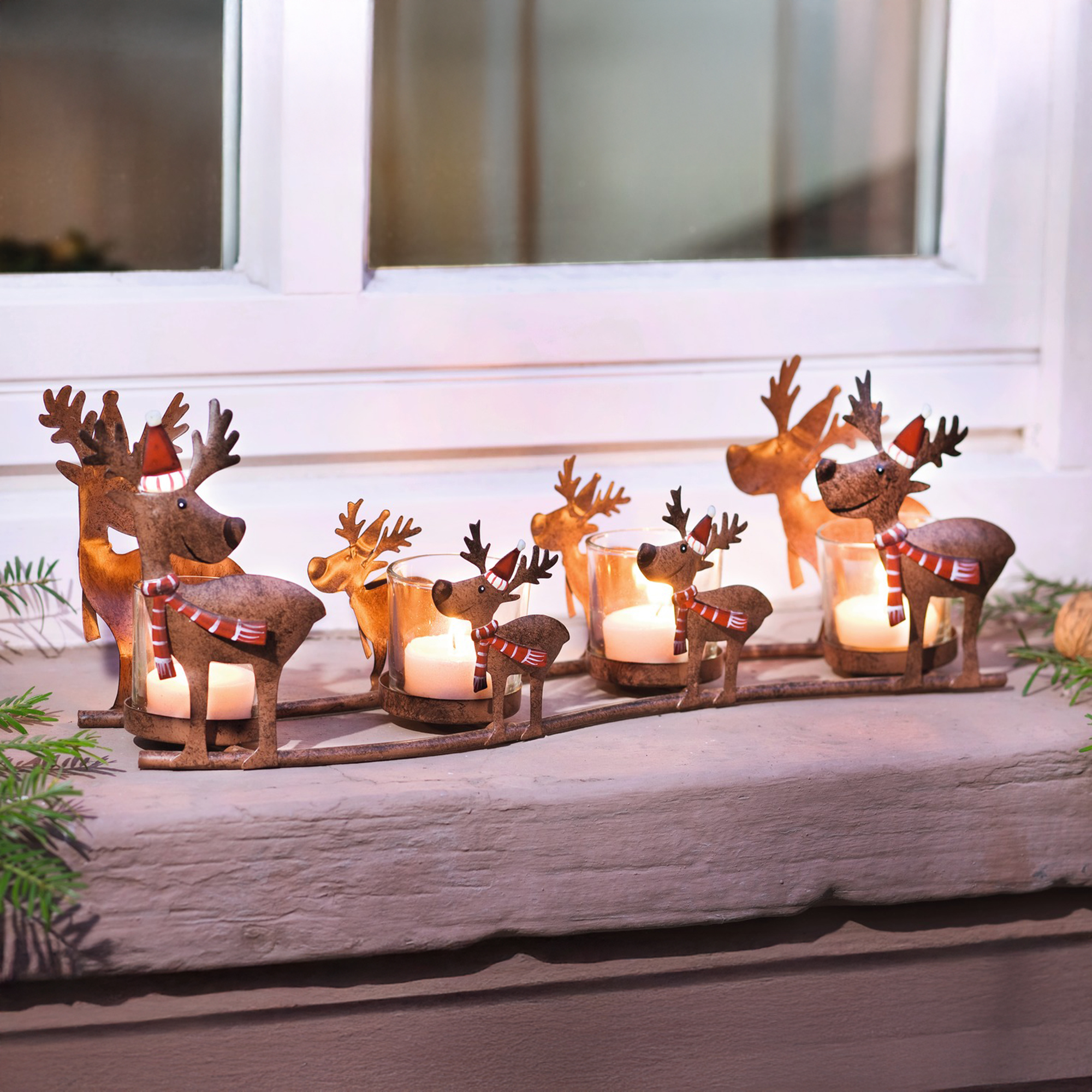 Windlicht "Rentierfamilie"  im Frank Flechtwaren Online Shop kaufen