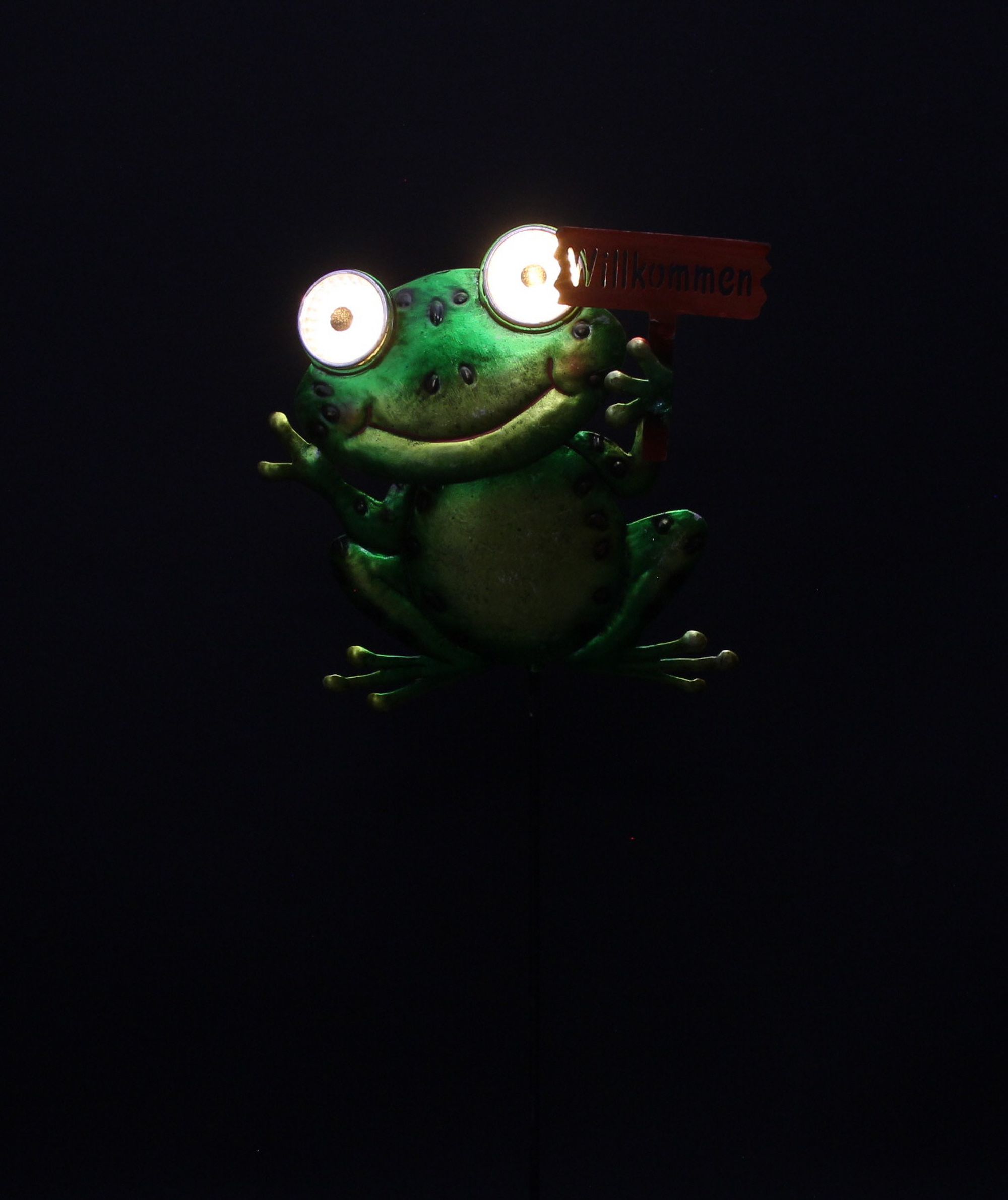 LED-Solarstecker "Crazy Frog"  im Frank Flechtwaren Online Shop für Gartenfiguren kaufen