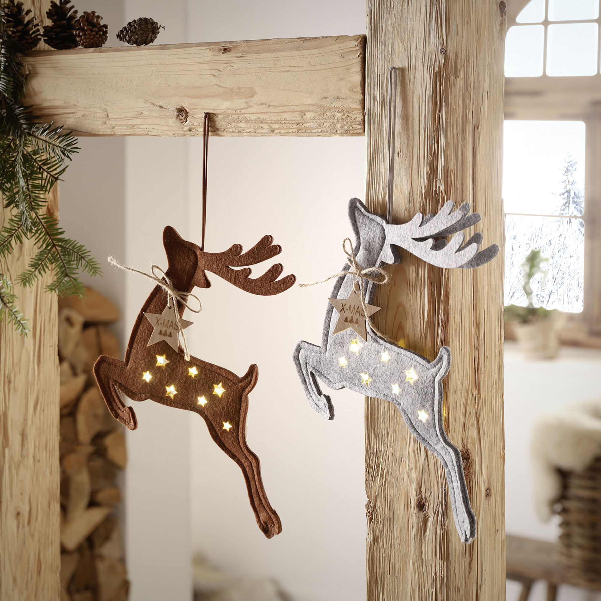 Acheter Lot de 2 suspensions LED "renne"  dans la boutique en ligne de Frank Flechtwaren