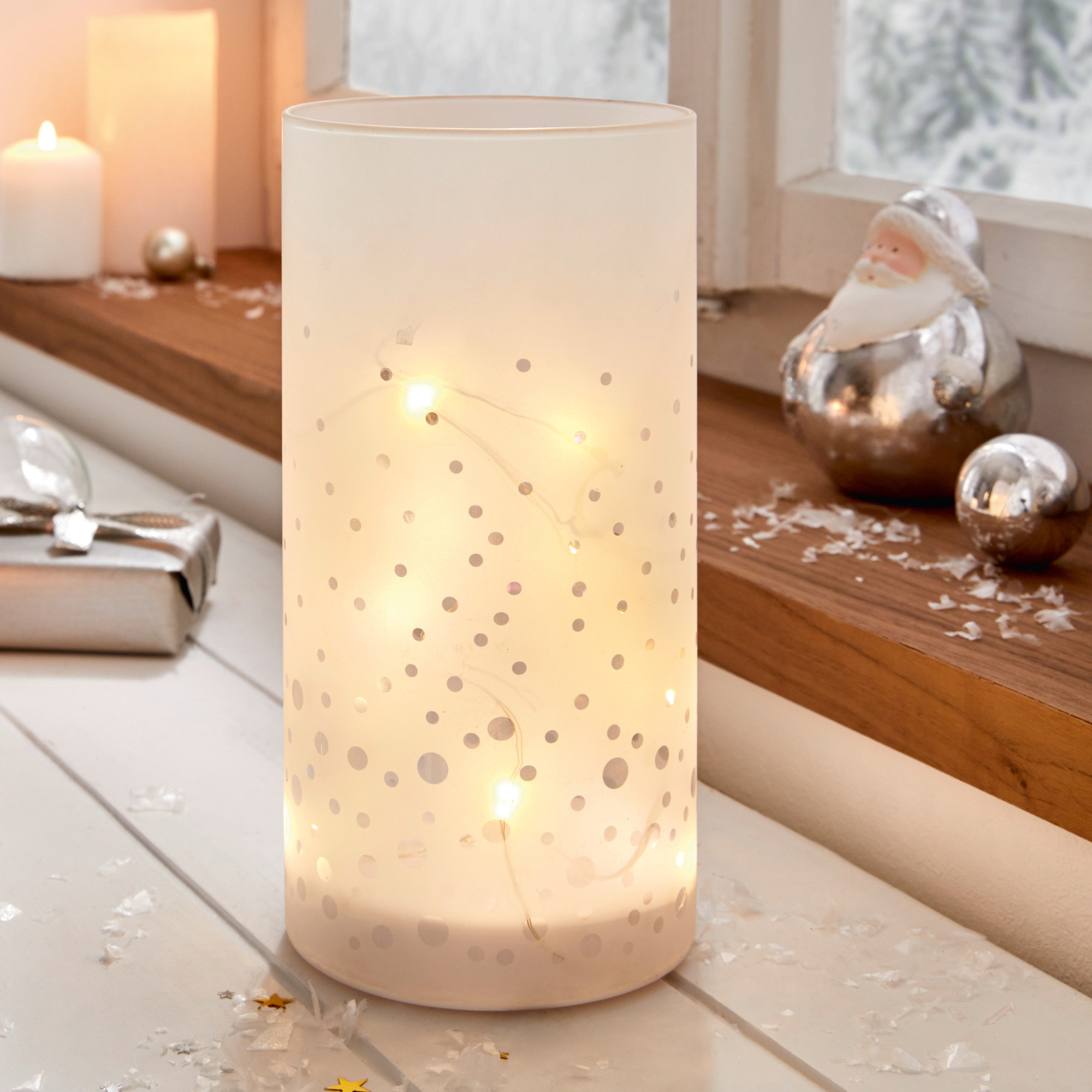LED-Glas "Schneegestöber"  im Frank Flechtwaren Online Shop kaufen
