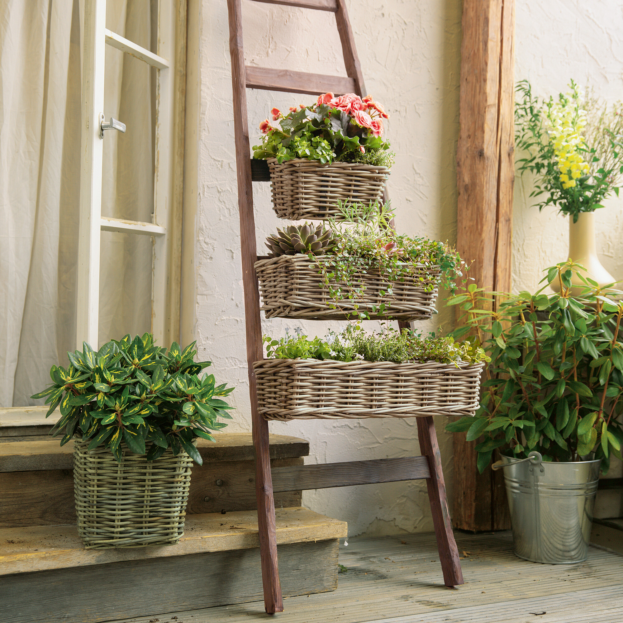 Balkonpflanzer "Rattan", klein  im Frank Flechtwaren Online Shop kaufen