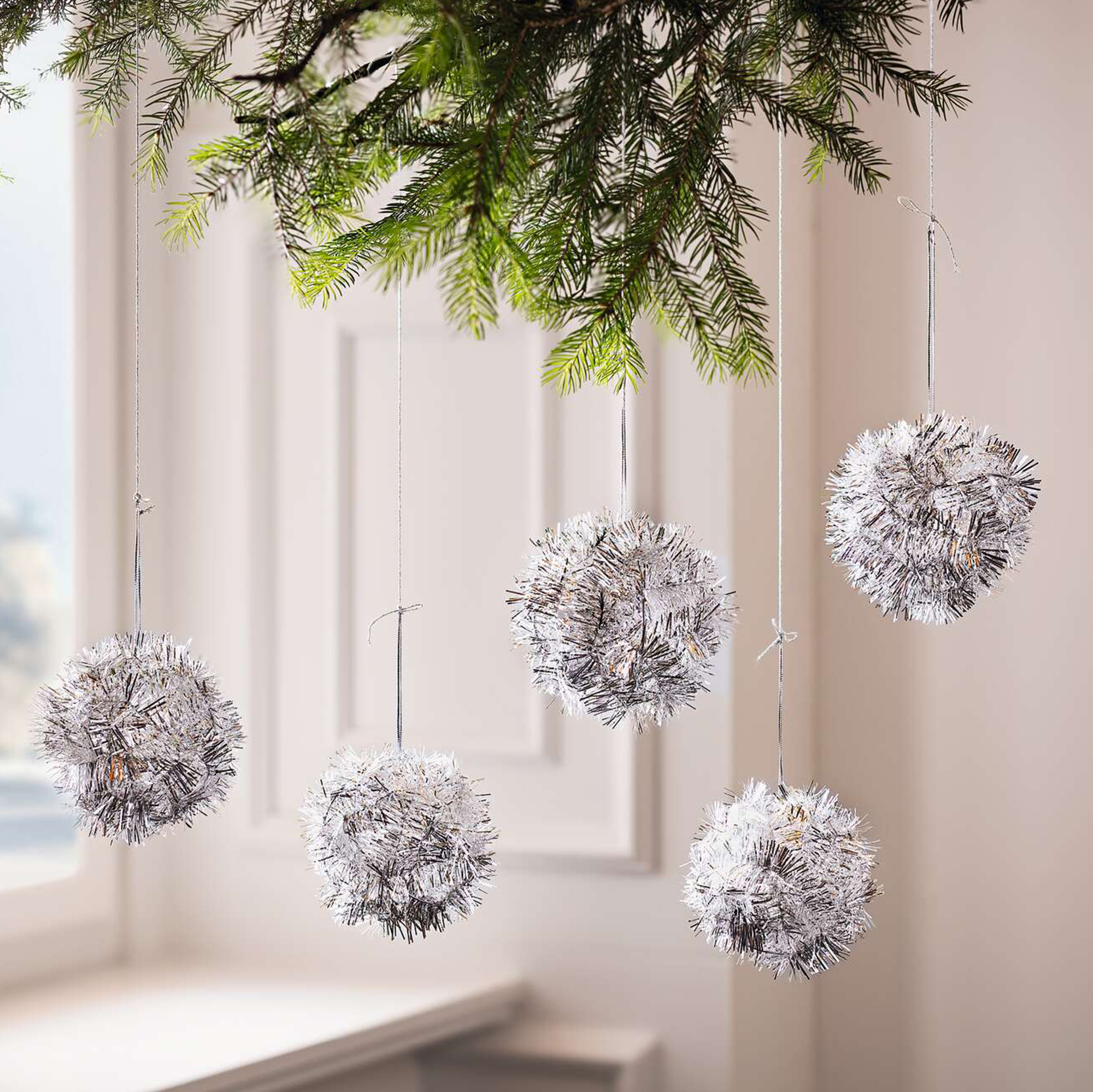 Kugel "Silberglimmer", 5er Set  im Frank Flechtwaren Online Shop kaufen