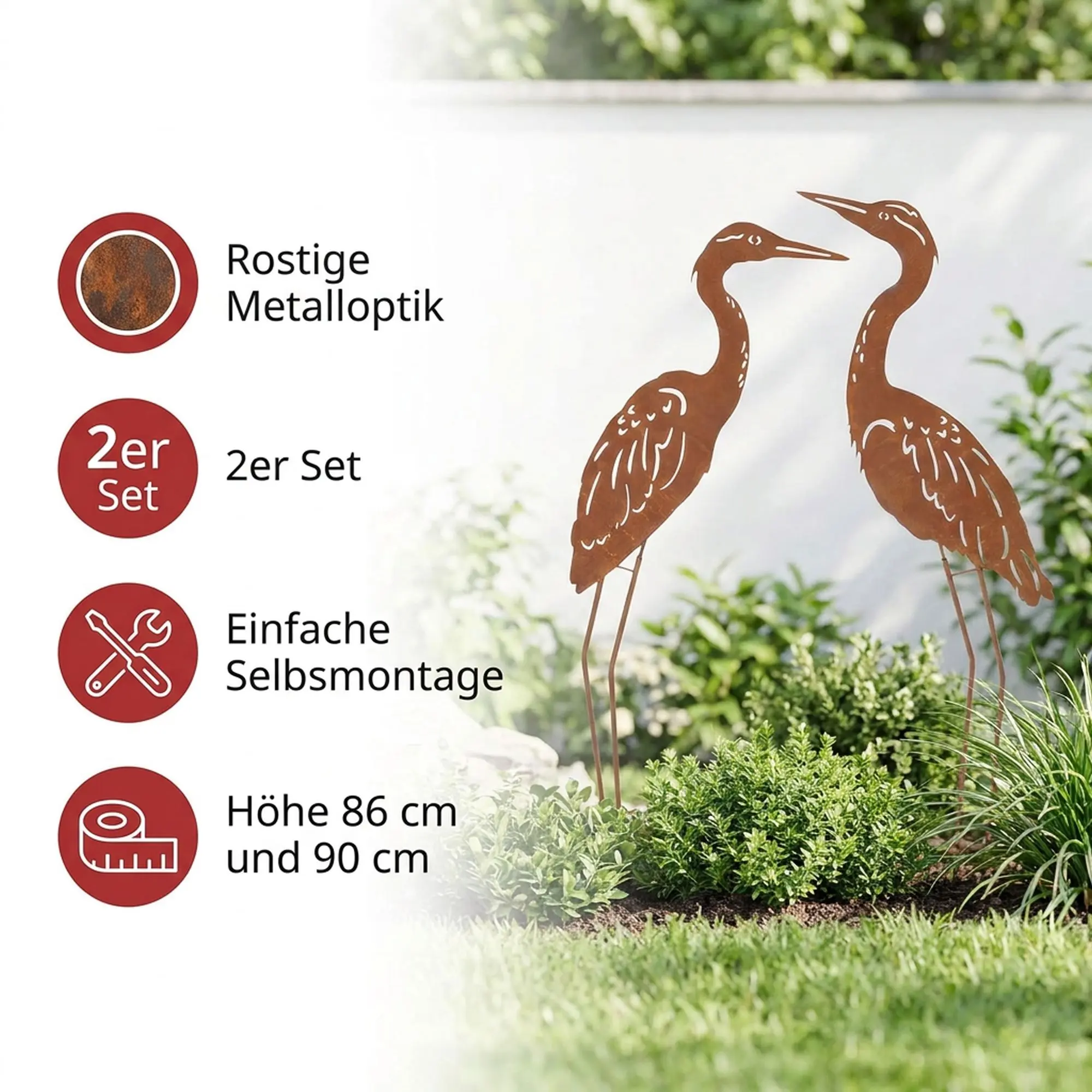 Metallvogel "Rost", 2er Set  im Frank Flechtwaren Online Shop für Dekofiguren kaufen