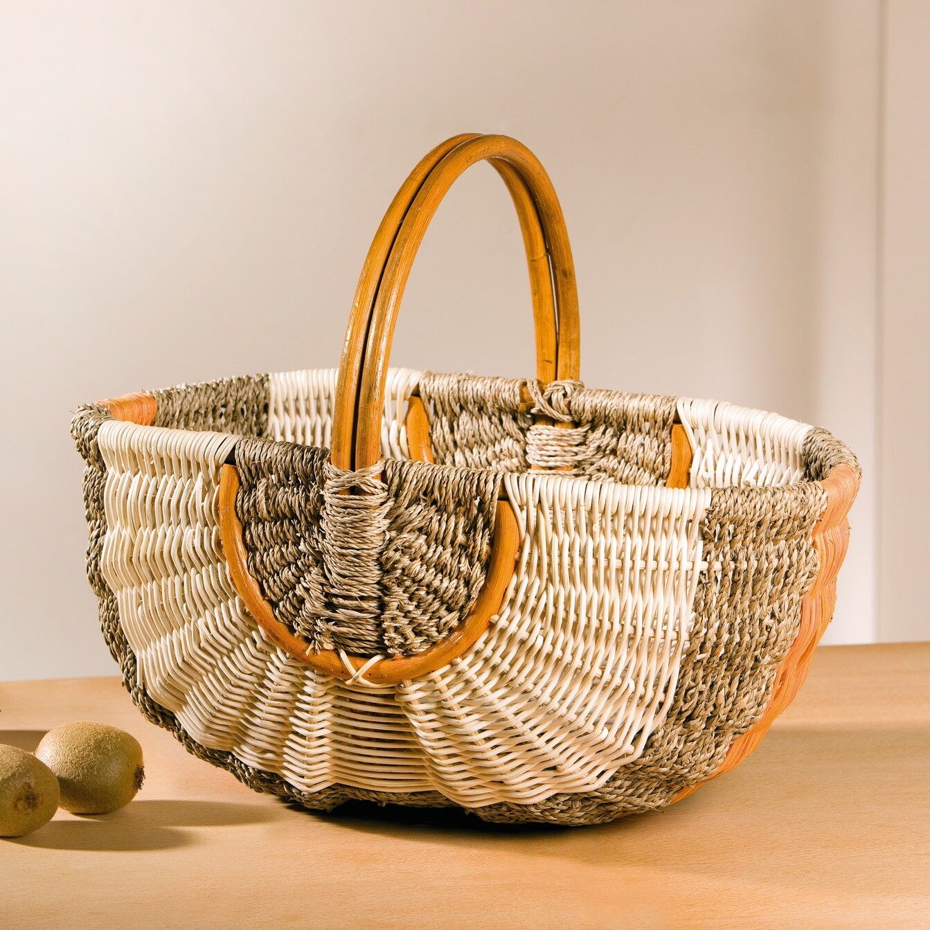 Einkaufskorb "Orange/Natur"  im Frank Flechtwaren Online Shop kaufen