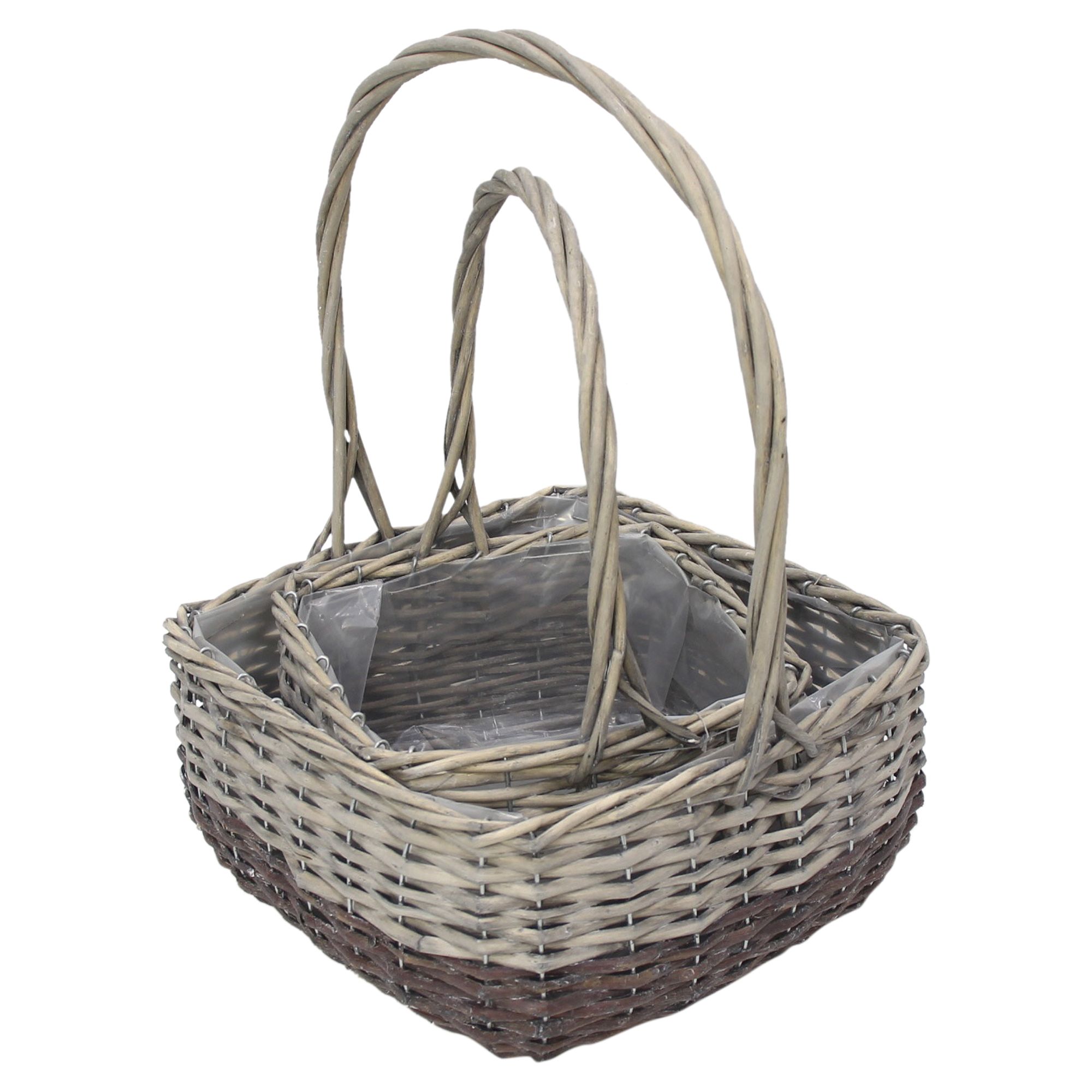 Pflanzkorb "Graue Weide", 2er Set  im Frank Flechtwaren Online Shop für Pflanzkörbe kaufen