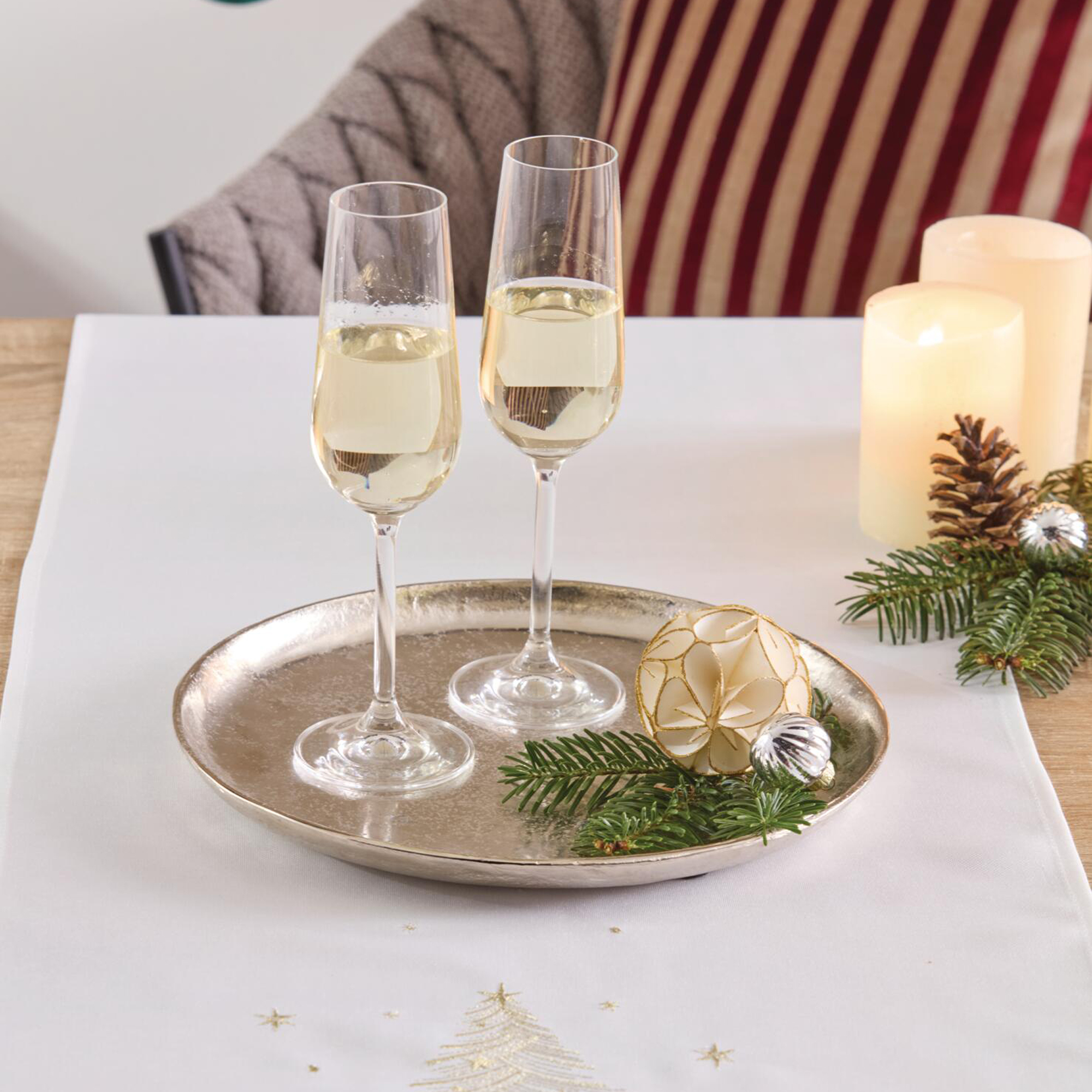 Deko-Tablett "Silberglanz"  im Frank Flechtwaren Online Shop für Chalet kaufen