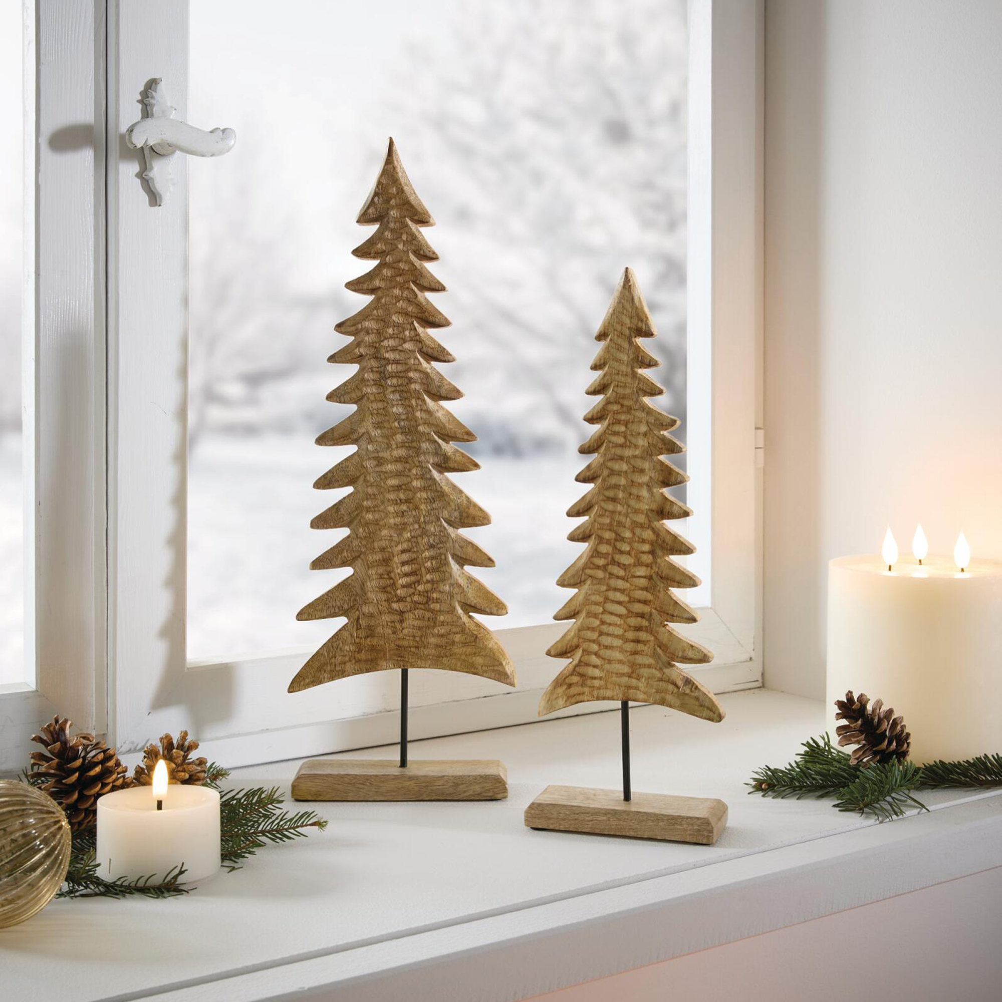 Deko-Tanne "Wood", 2er Set  im Frank Flechtwaren Online Shop für Tannenbäume kaufen