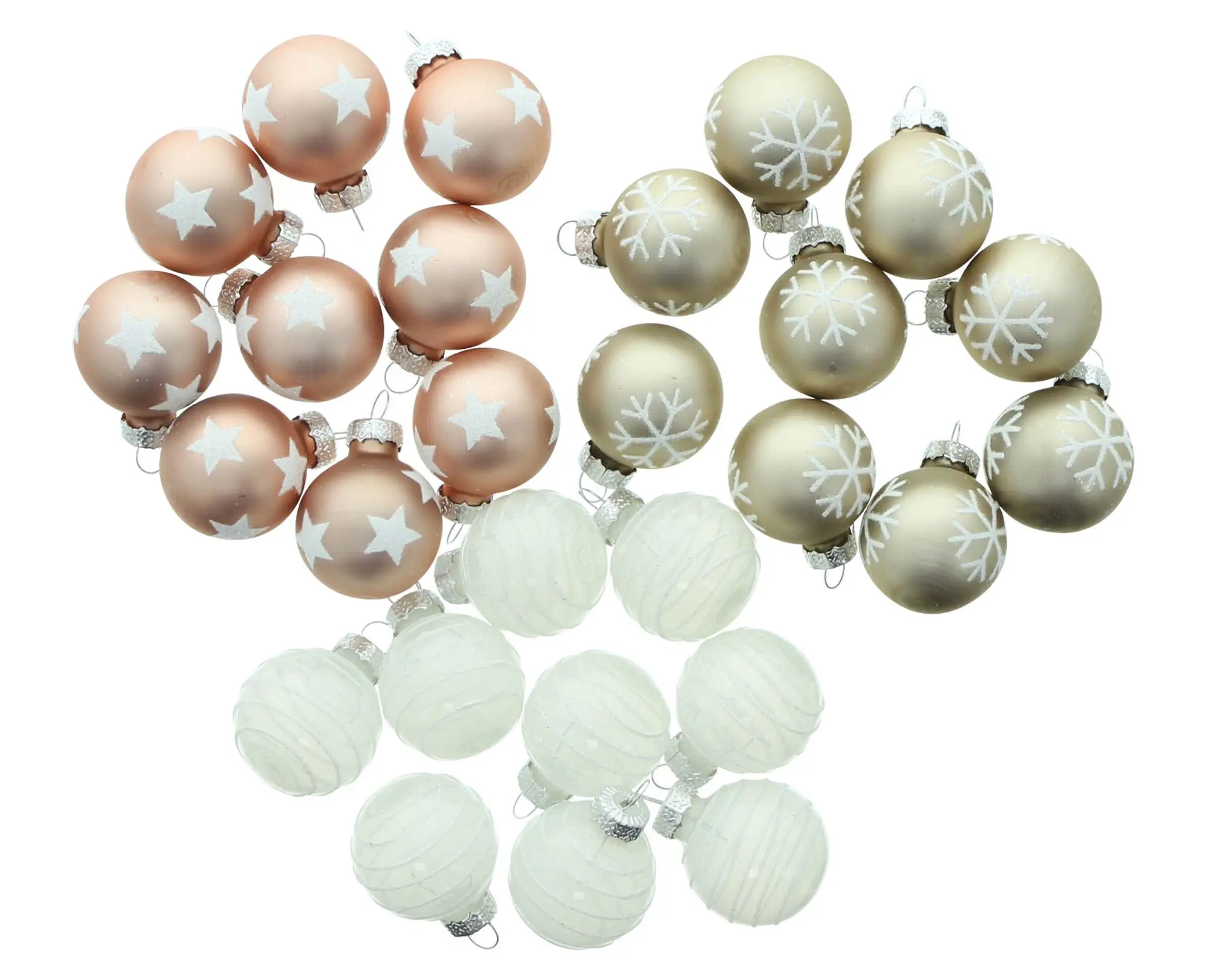 Christbaumschmuck "Stern &amp; Schneeflocke", 27er Set  im Frank Flechtwaren Online Shop für Weihnachtliche Dekokugeln kaufen