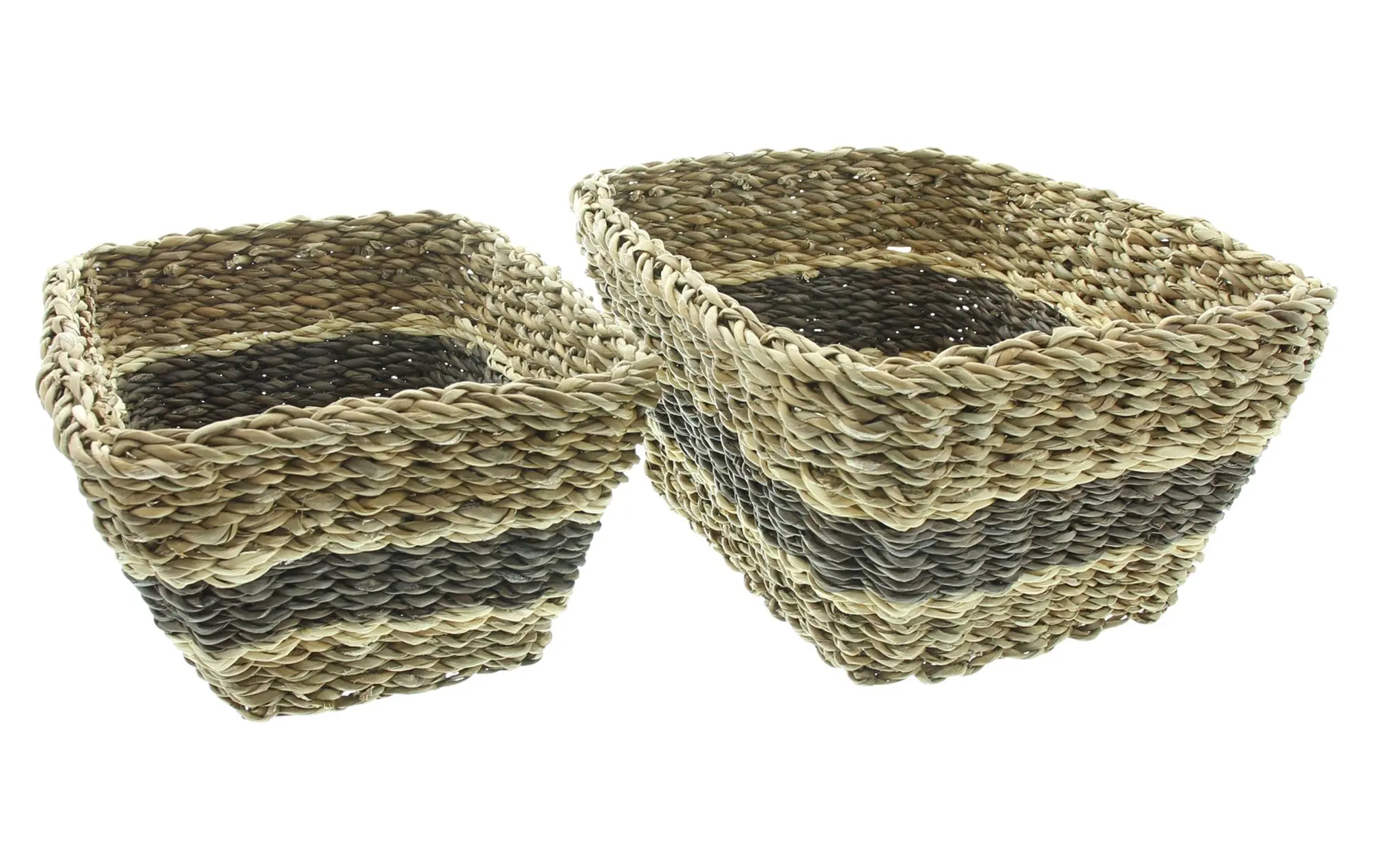 Aufbewahrungskorb "Brown Stripes", 2er Set  im Frank Flechtwaren Online Shop für Naturtöne kaufen