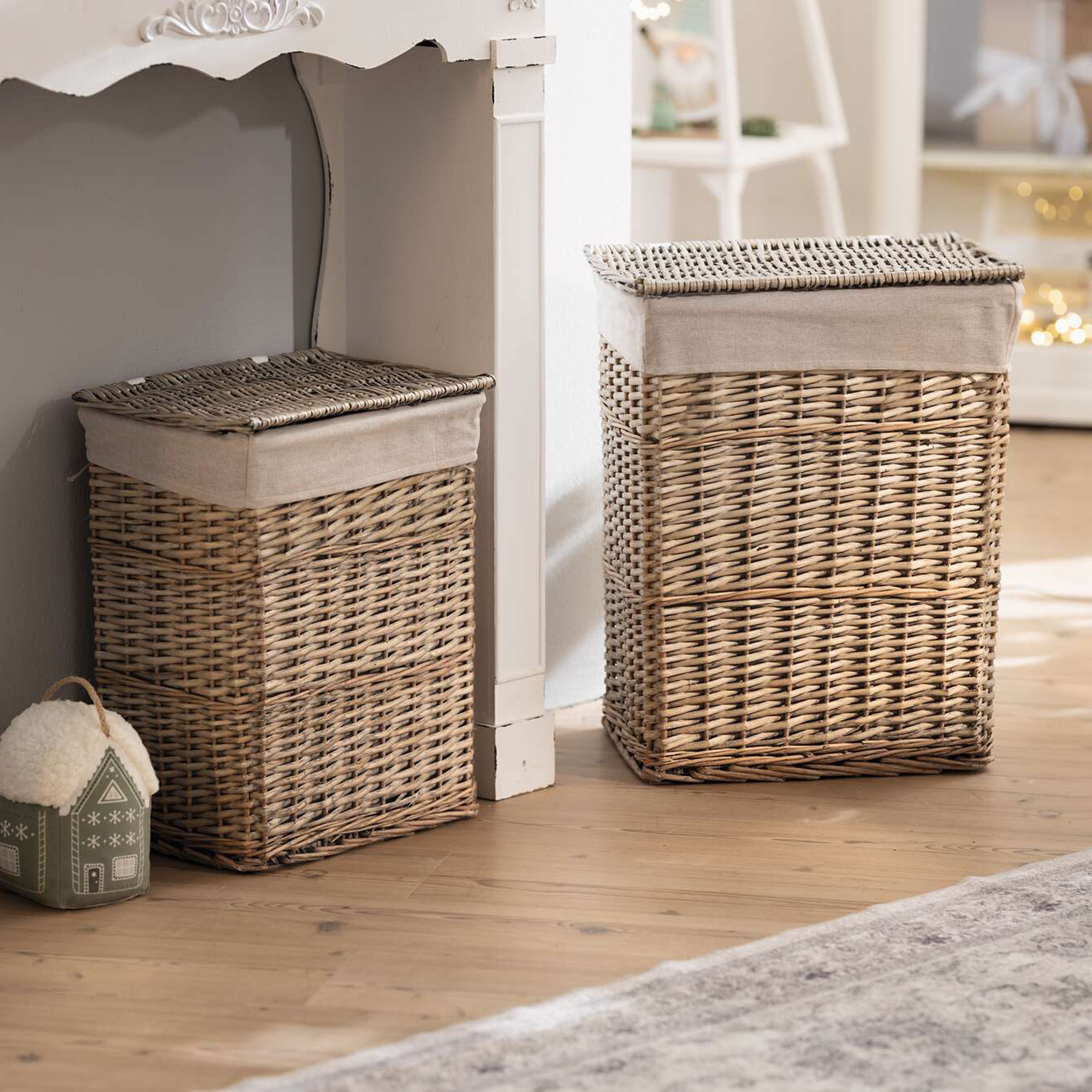 Acheter Lot de 2 paniers à linge "osier gris"  dans la boutique en ligne de Frank Flechtwaren