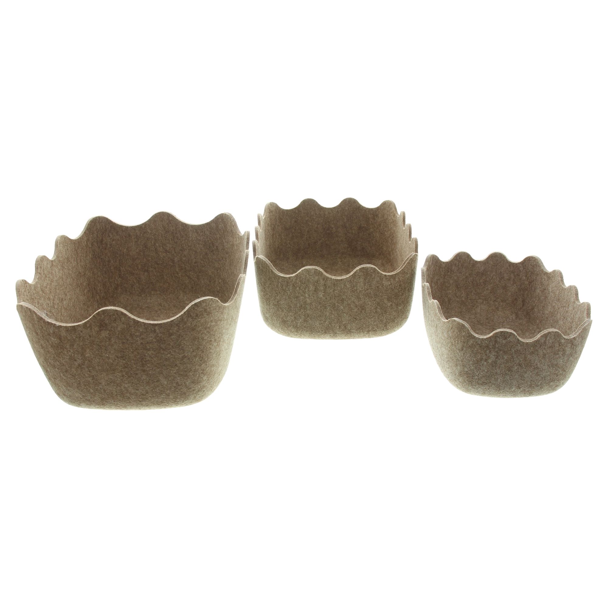 Filz-Schale "Wellenrand", 3er Set  im Frank Flechtwaren Online Shop für Naturtöne kaufen
