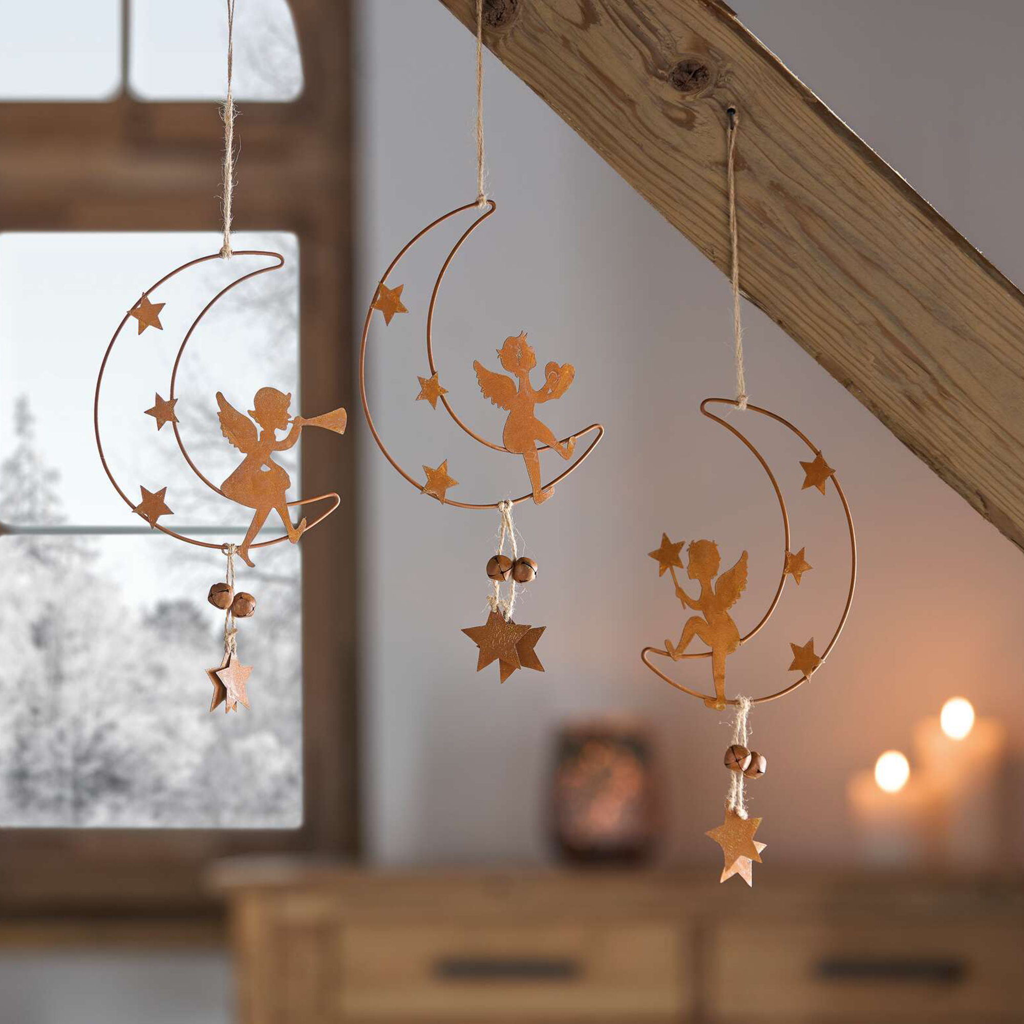 Hänger "Engel auf Mond", 3er Set  im Frank Flechtwaren Online Shop kaufen