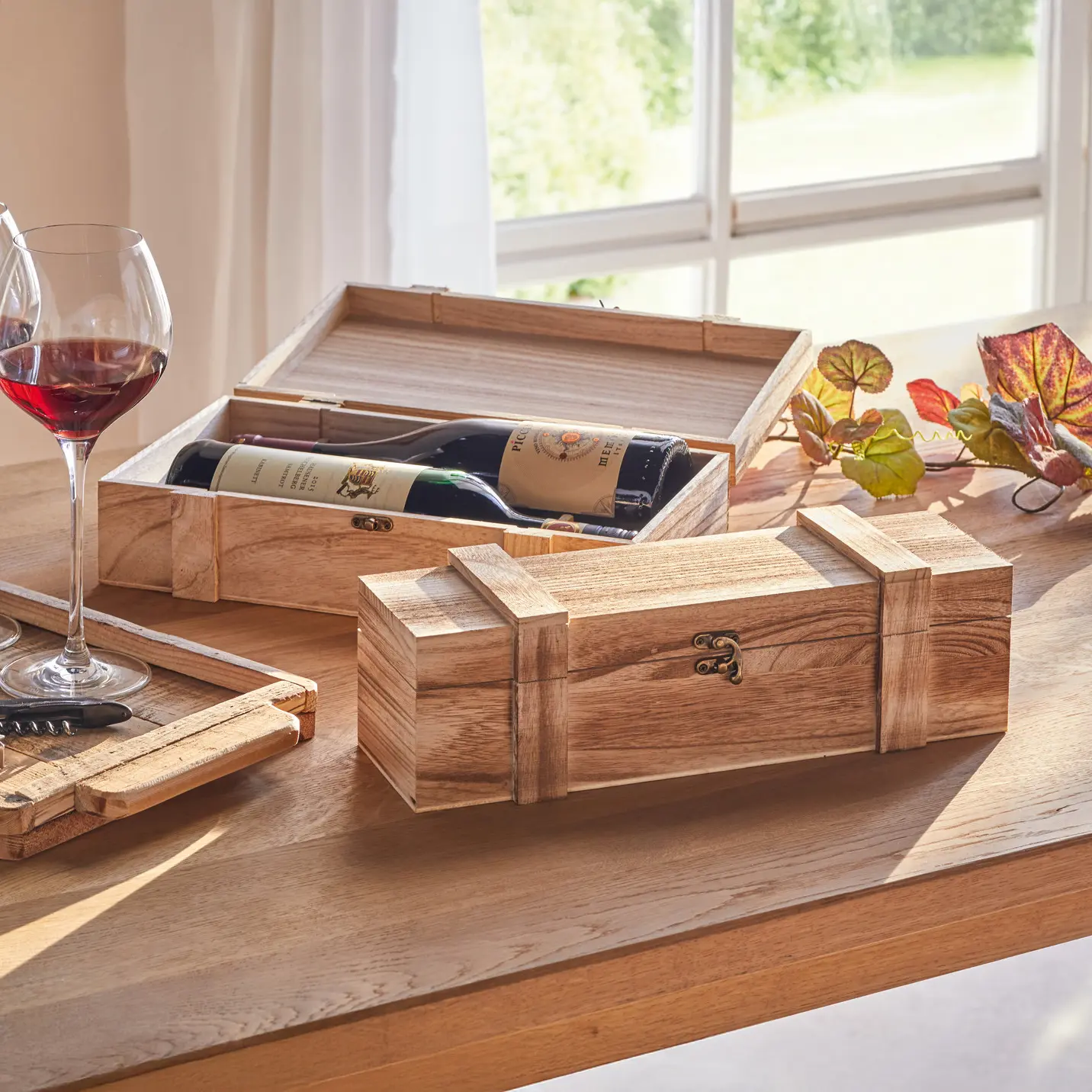 Holztruhe "Rustikal", für 1 Flasche  im Frank Flechtwaren Online Shop kaufen